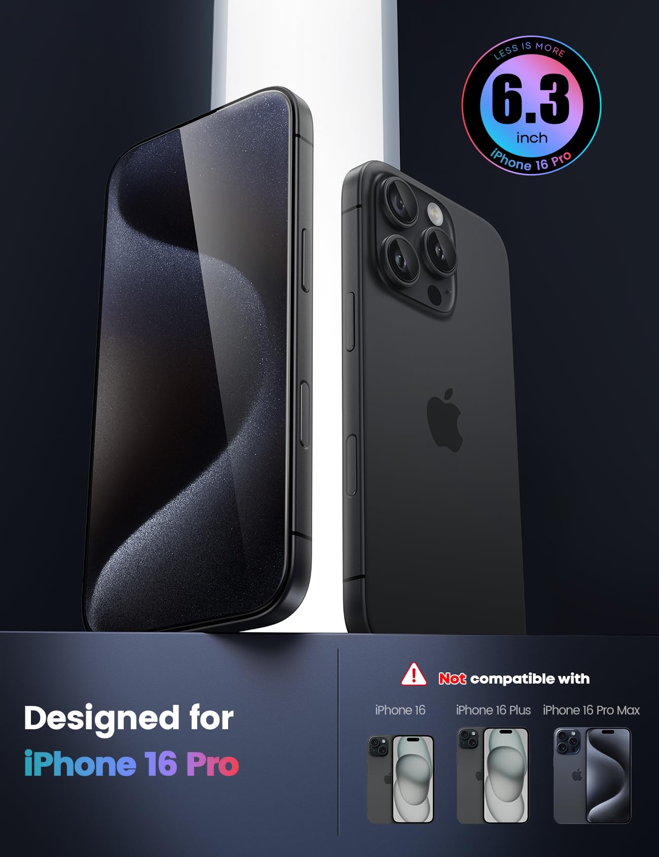 Foto 2 | Protector De Pantalla Lamicall Para Iphone 16 Pro (6.3 Pulgadas) [paquete De 2] - Venta Internacional.