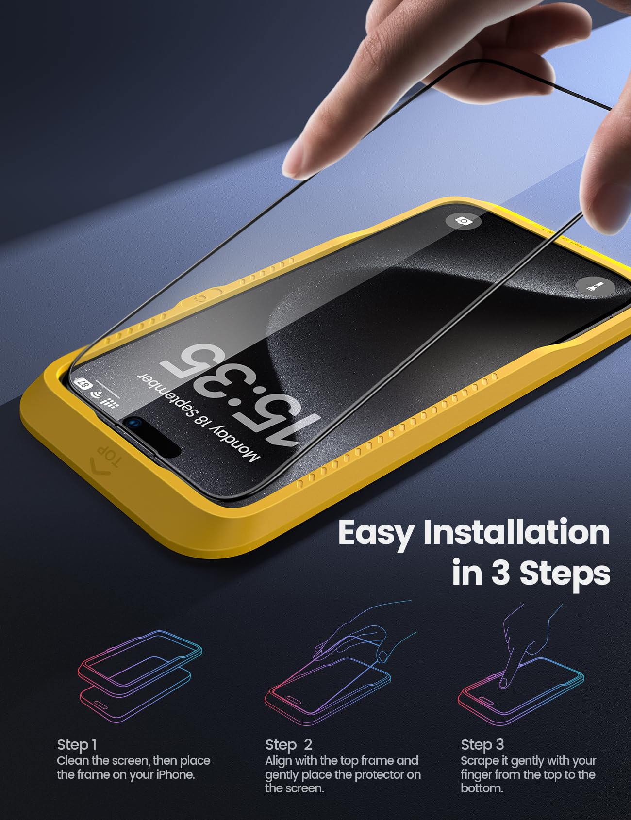 Foto 4 pulgar | Protector De Pantalla Lamicall Para Iphone 16 Pro (6.3 Pulgadas) [paquete De 2] - Venta Internacional.