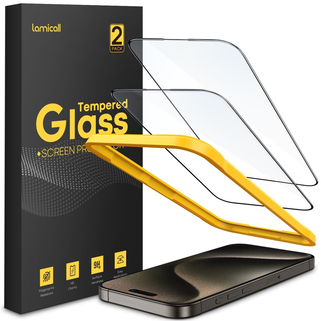 Foto 2 pulgar | Protector De Pantalla Lamicall Para Iphone 15 Pro, Paquete De 2 - Venta Internacional.