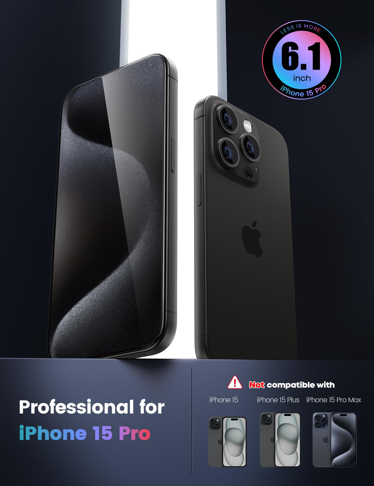 Foto 7 | Protector De Pantalla Lamicall Para Iphone 15 Pro, Paquete De 2 - Venta Internacional.