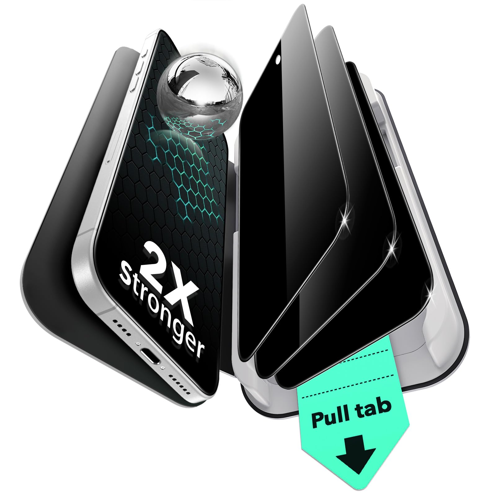 Foto 2 pulgar | Protector De Pantalla De Privacidad Esr Para Iphone 16/15 Con Bandeja, Paquete De 3 - Venta Internacional.