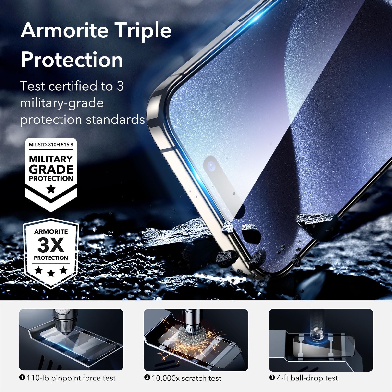 Foto 3 pulgar | Protector De Pantalla Esr Para Iphone 15 Pro Con Lente De Cámara 3+2 Pa - Venta Internacional.