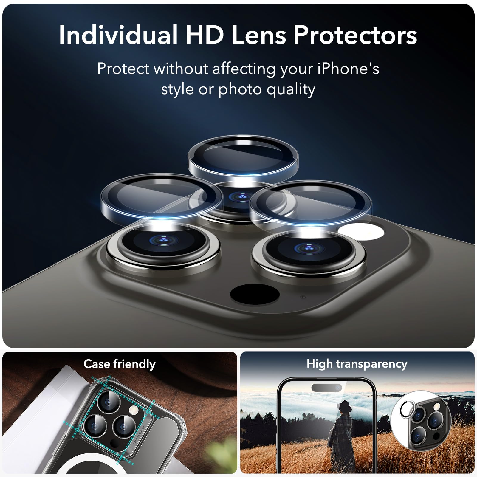 Foto 5 pulgar | Protector De Pantalla Esr Para Iphone 15 Pro Con Lente De Cámara 3+2 Pa - Venta Internacional.