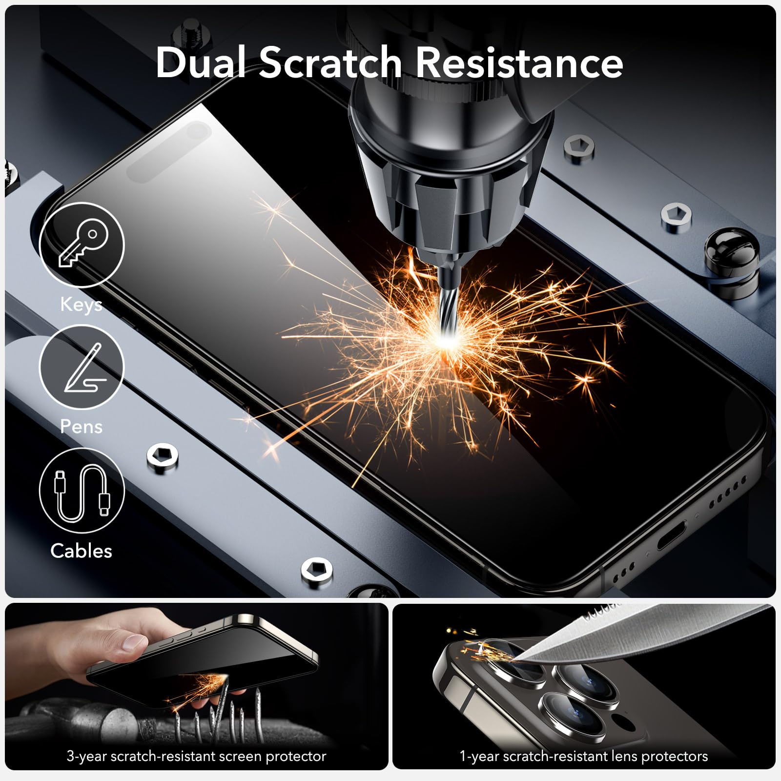Foto 6 pulgar | Protector De Pantalla Esr Para Iphone 15 Pro Con Lente De Cámara 3+2 Pa - Venta Internacional.