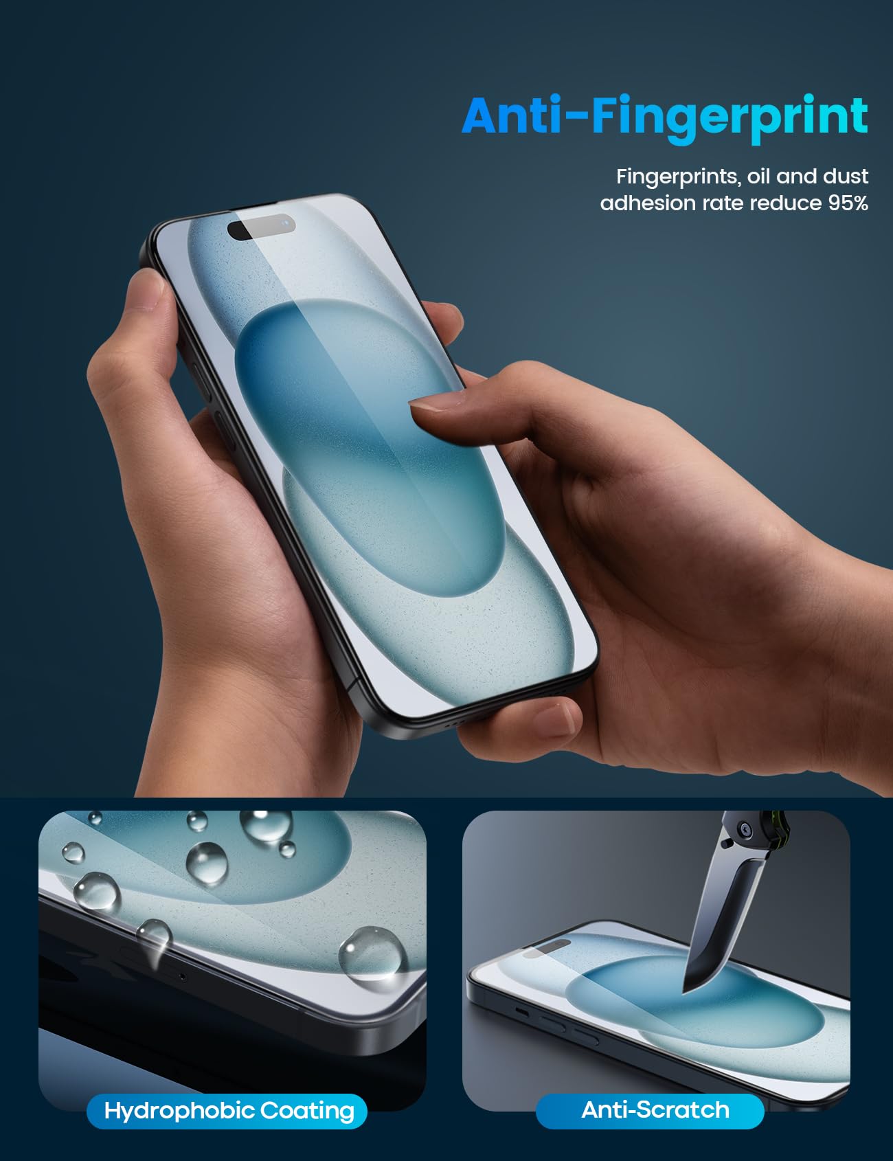 Foto 5 | Protector De Pantalla Lamicall Para Iphone 15 De Vidrio Templado, Paquete De 2 - Venta Internacional.