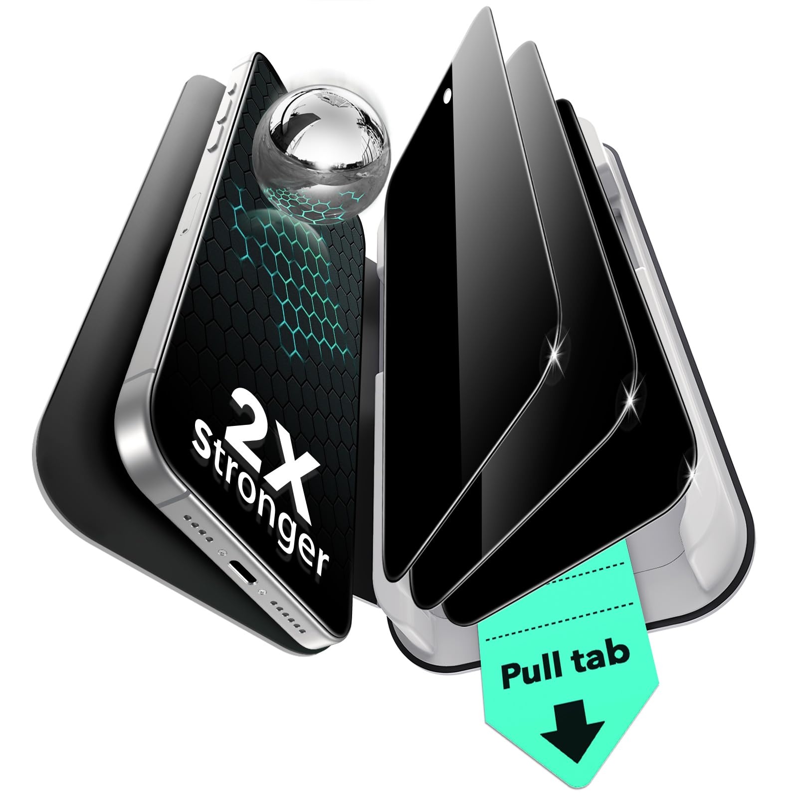 Paquete De Protectores De Pantalla Esr 3 Para Iphone 16 Pro Privacy - Venta Internacional.