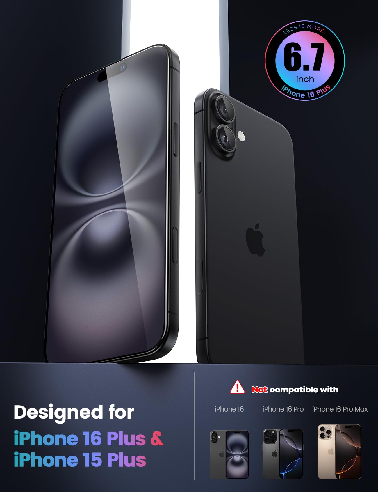 Foto 3 pulgar | Protector De Pantalla Lamicall Para Iphone 16 Plus/ 15 Plus (6.7) - Venta Internacional.