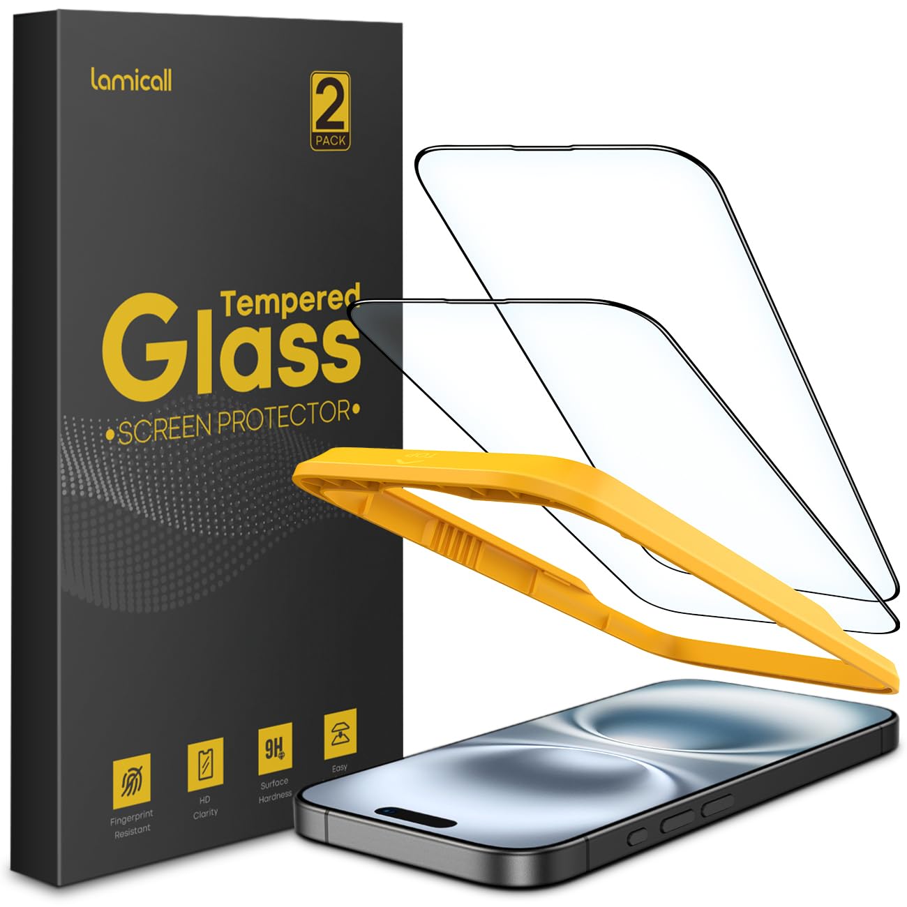 Foto 2 pulgar | Protector De Pantalla Lamicall Para Iphone 16/15 (6.1) [paquete De 2] - Venta Internacional.
