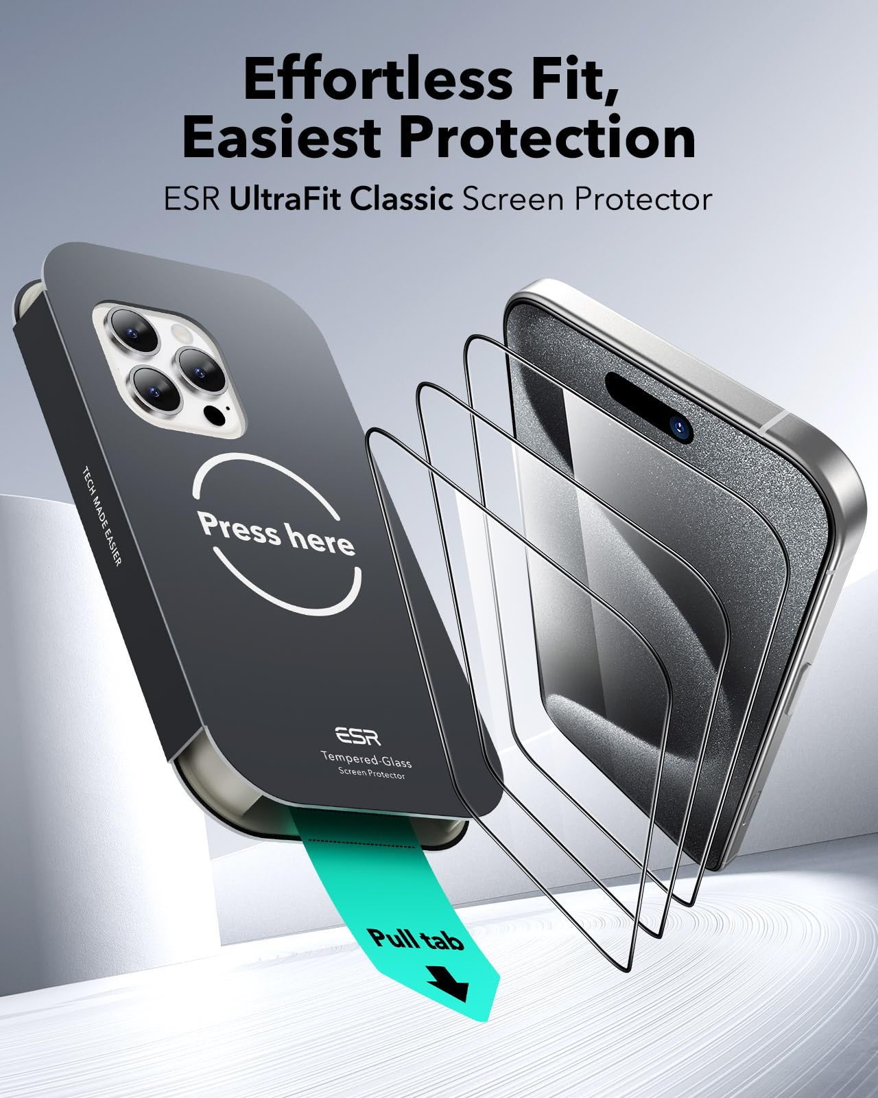 Foto 3 pulgar | Protector De Pantalla Esr Para Iphone 15 Pro Max 3 Pack - Venta Internacional.