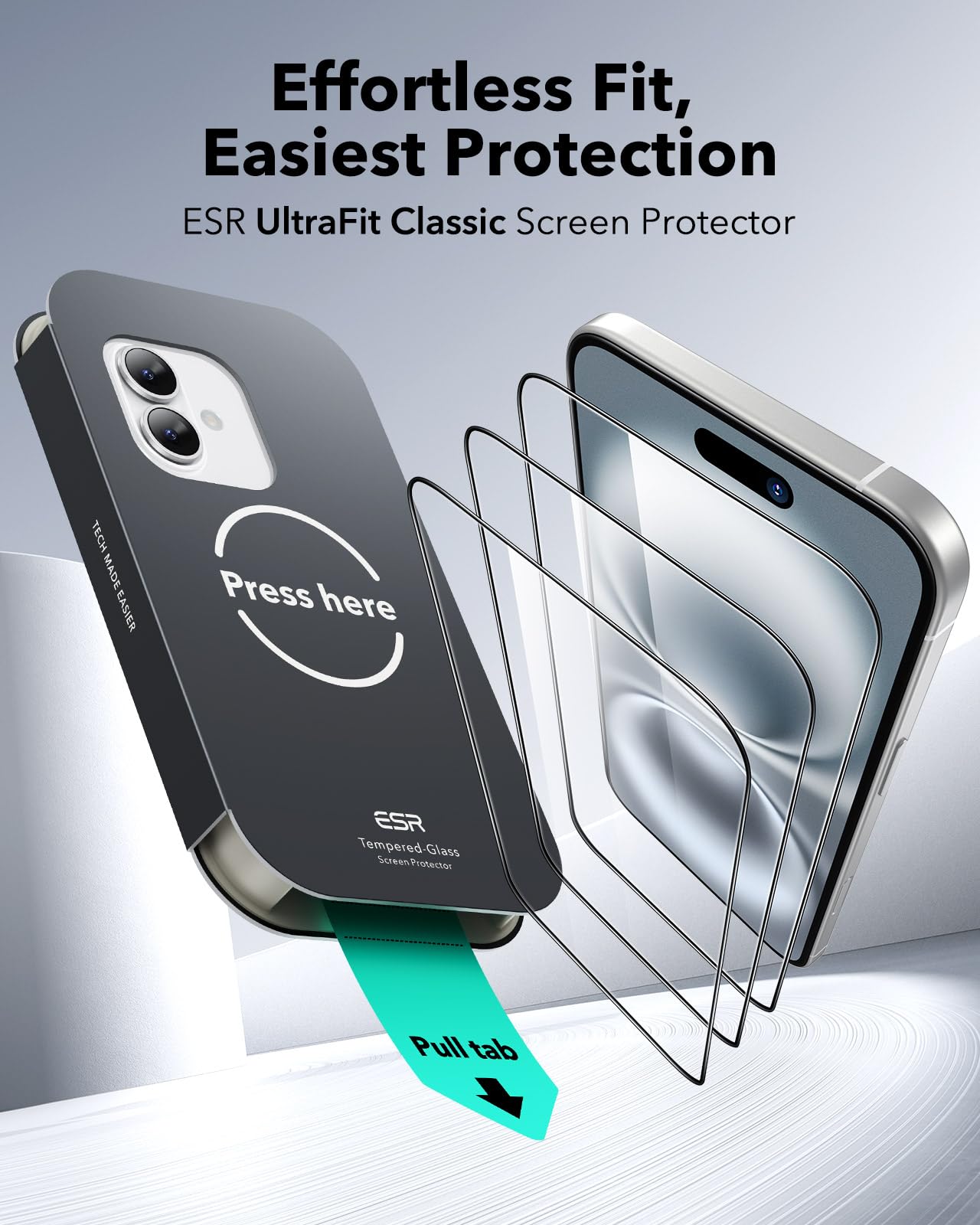 Foto 3 pulgar | Protector De Pantalla Esr Para Iphone 16 Plus/15 Plus, Paquete De 3 - Venta Internacional.