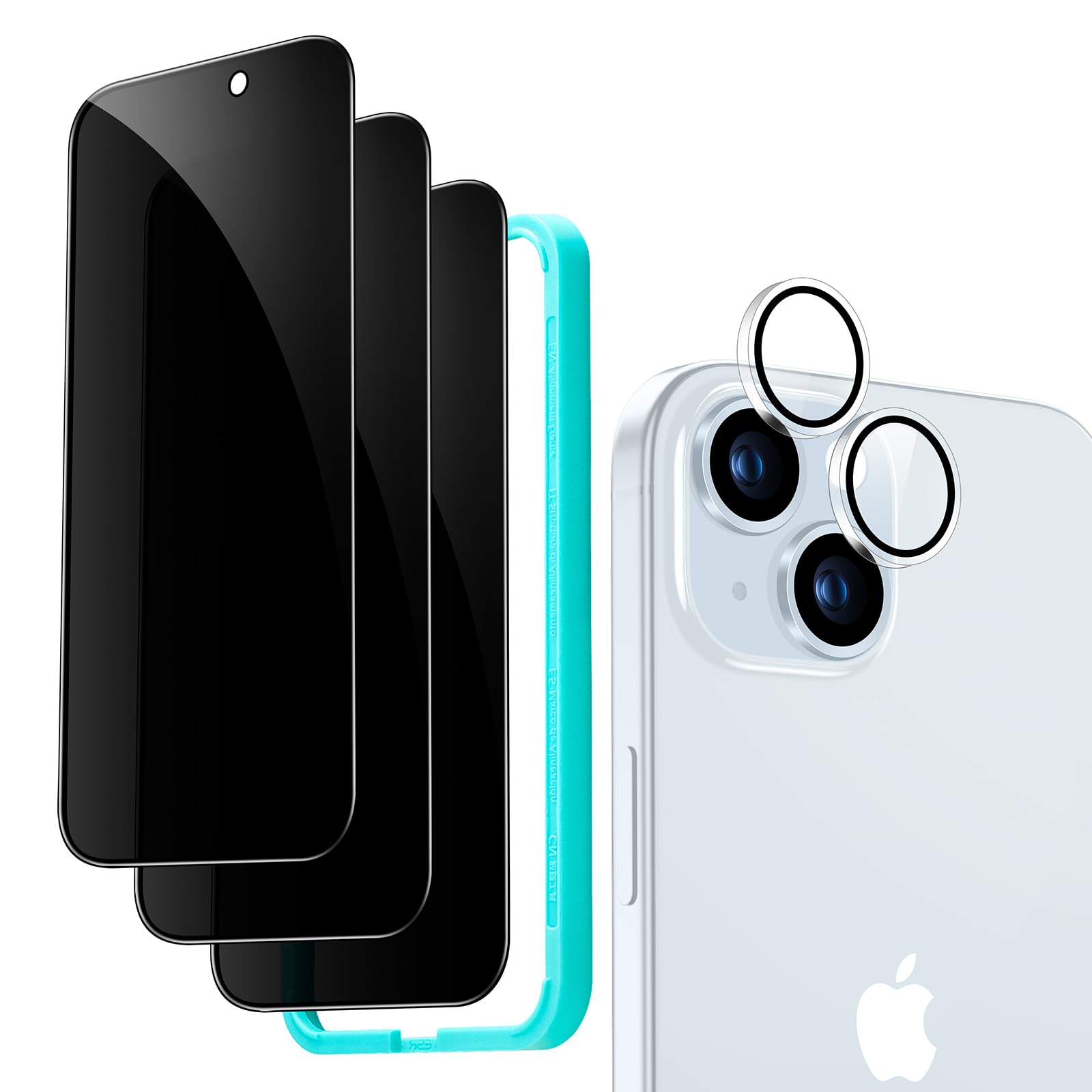 Set De Protectores De Pantalla De Privacidad Esr Para Iphone 15 Plus 3+1, Paquete - Venta Internacional.