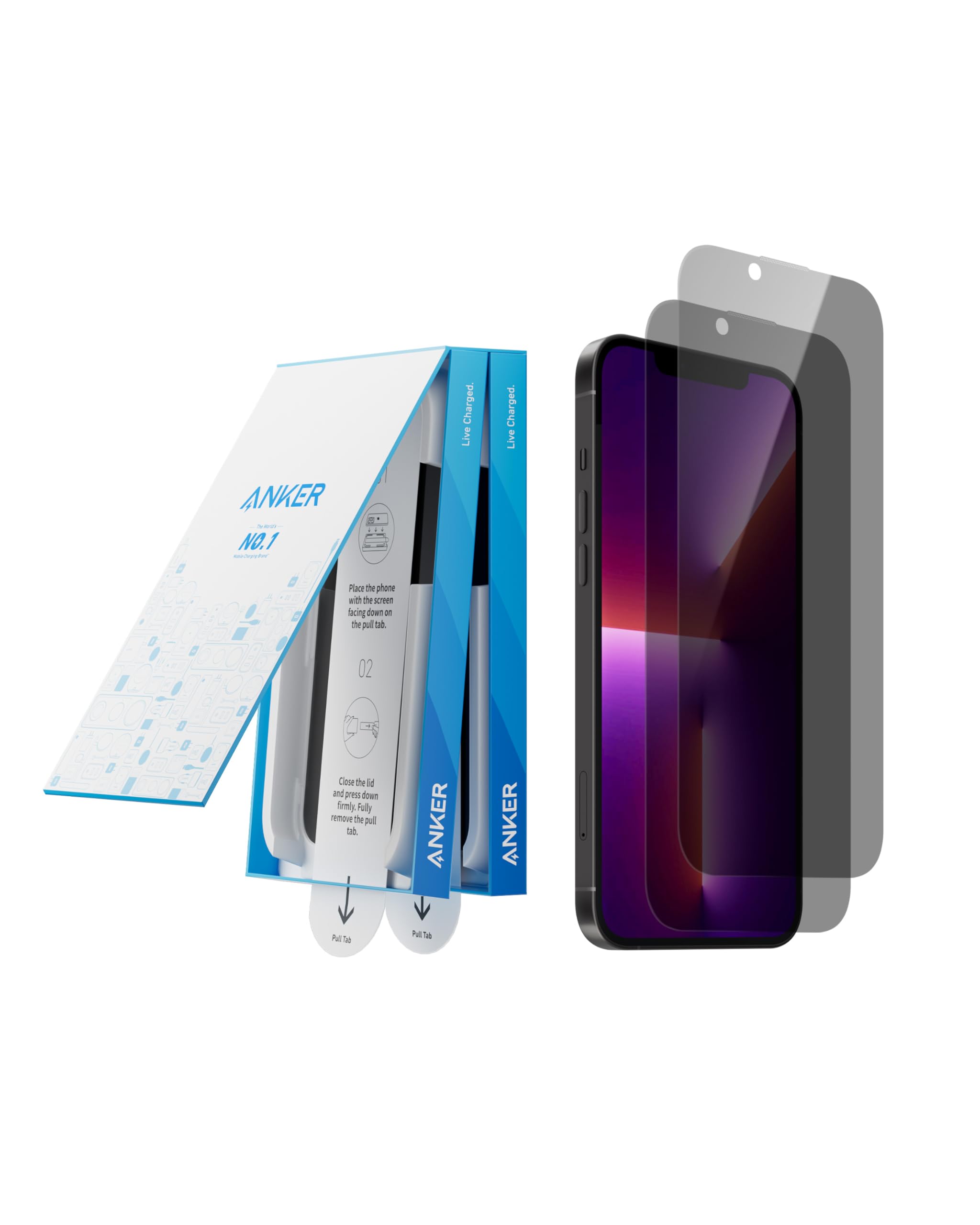 Protector De Pantalla Anker Privacy Hd De Vidrio Templado Para Iphone 13 Pro Max/14 Plus (paquete De 2) - Venta In