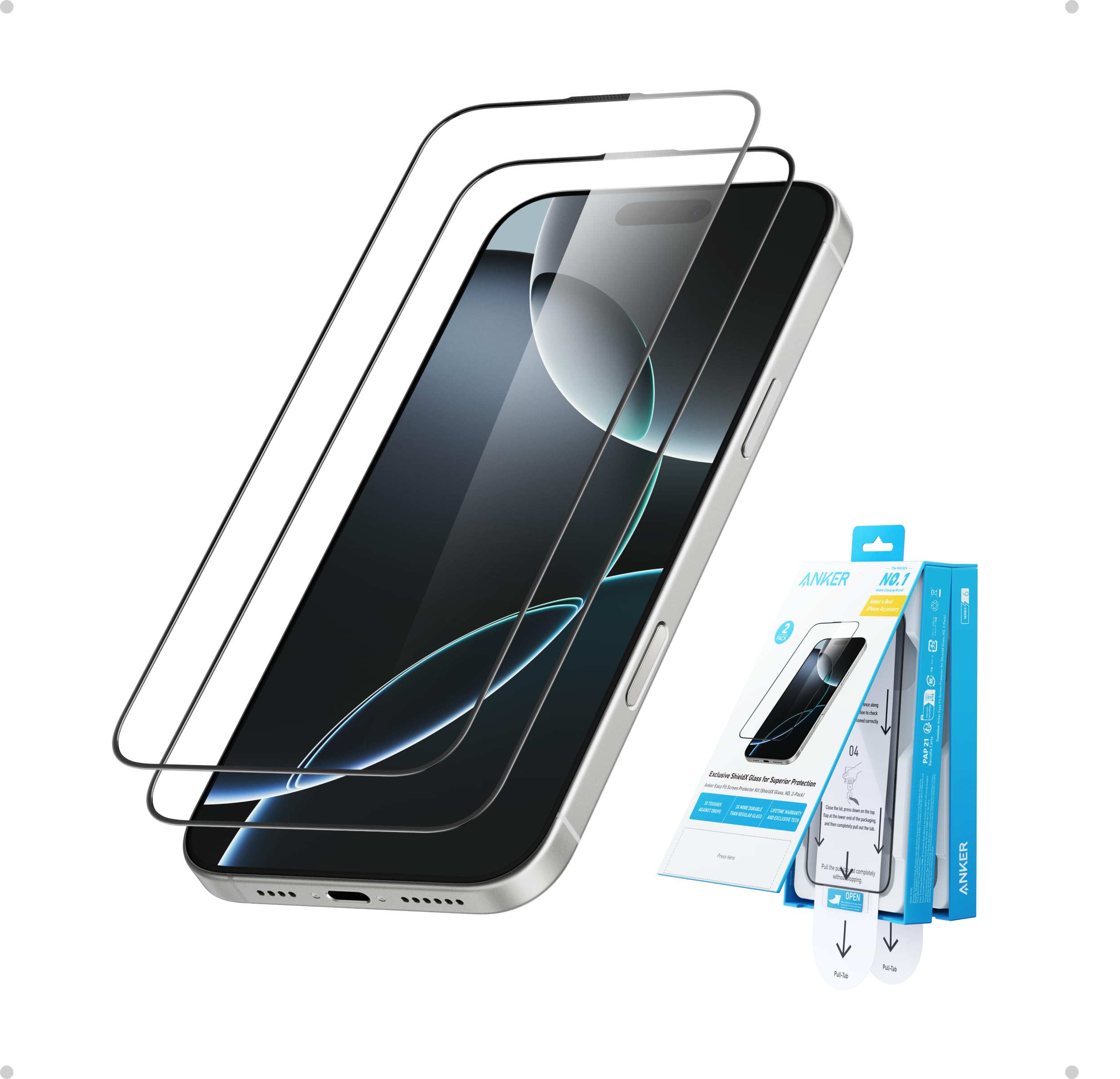 Foto 1 | Protector De Pantalla Anker Easy Fit Hd Para Iphone 16 Pro De 6.3 Pulgadas - Venta Internacional.