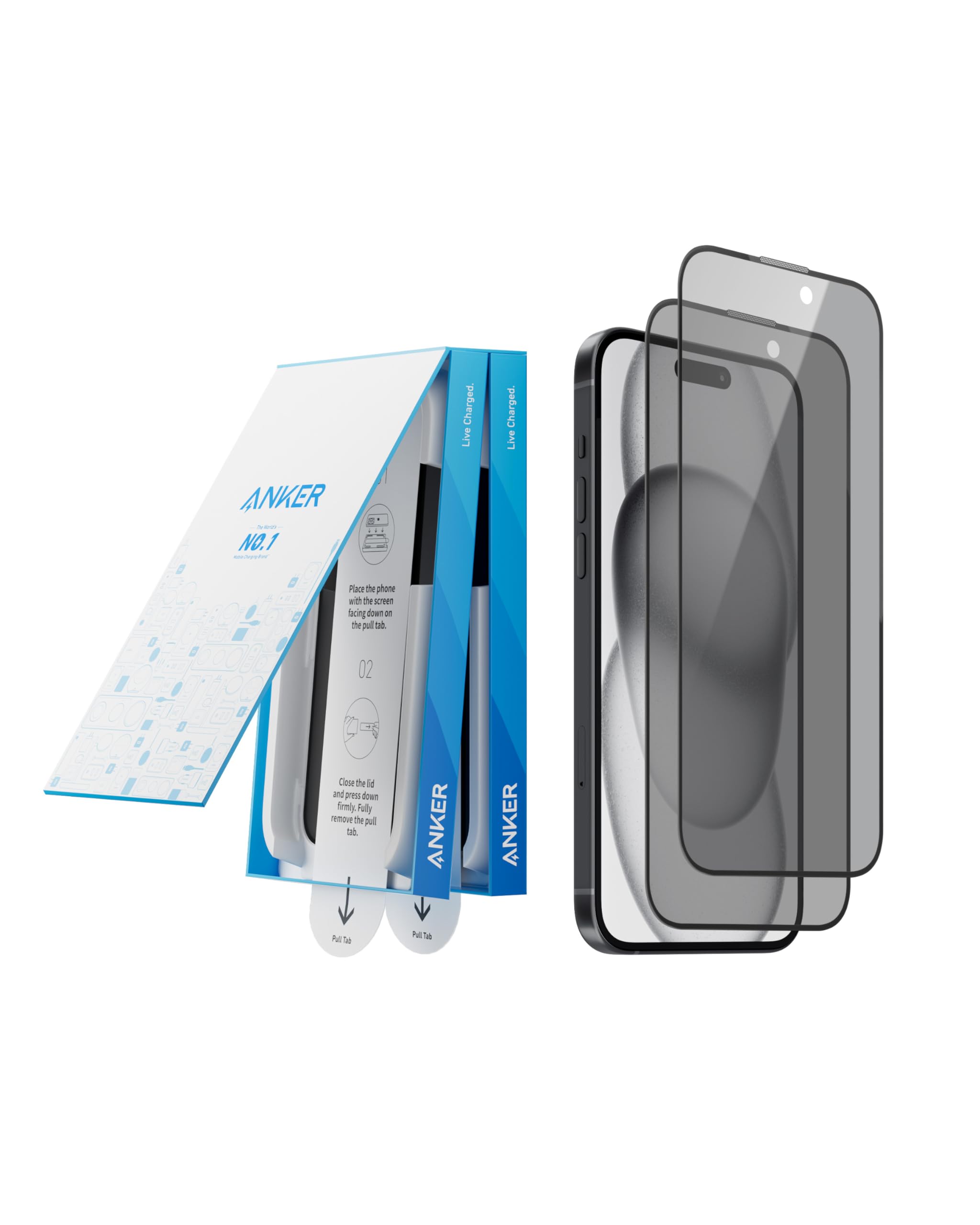 Foto 2 pulgar | Protector de Pantalla Anker 2 Pack Privacy para iPhone 15 - Venta Internacional