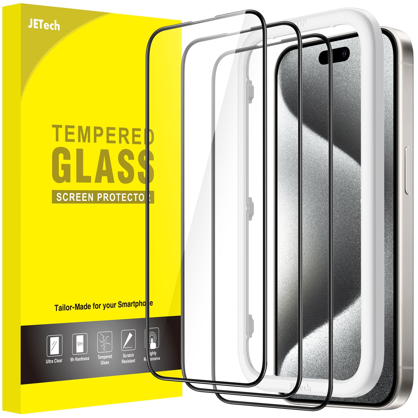 Foto 2 pulgar | Protector De Pantalla Jetech De Cobertura Total Para Iphone 15 Pro 6.1 - Venta Internacional.