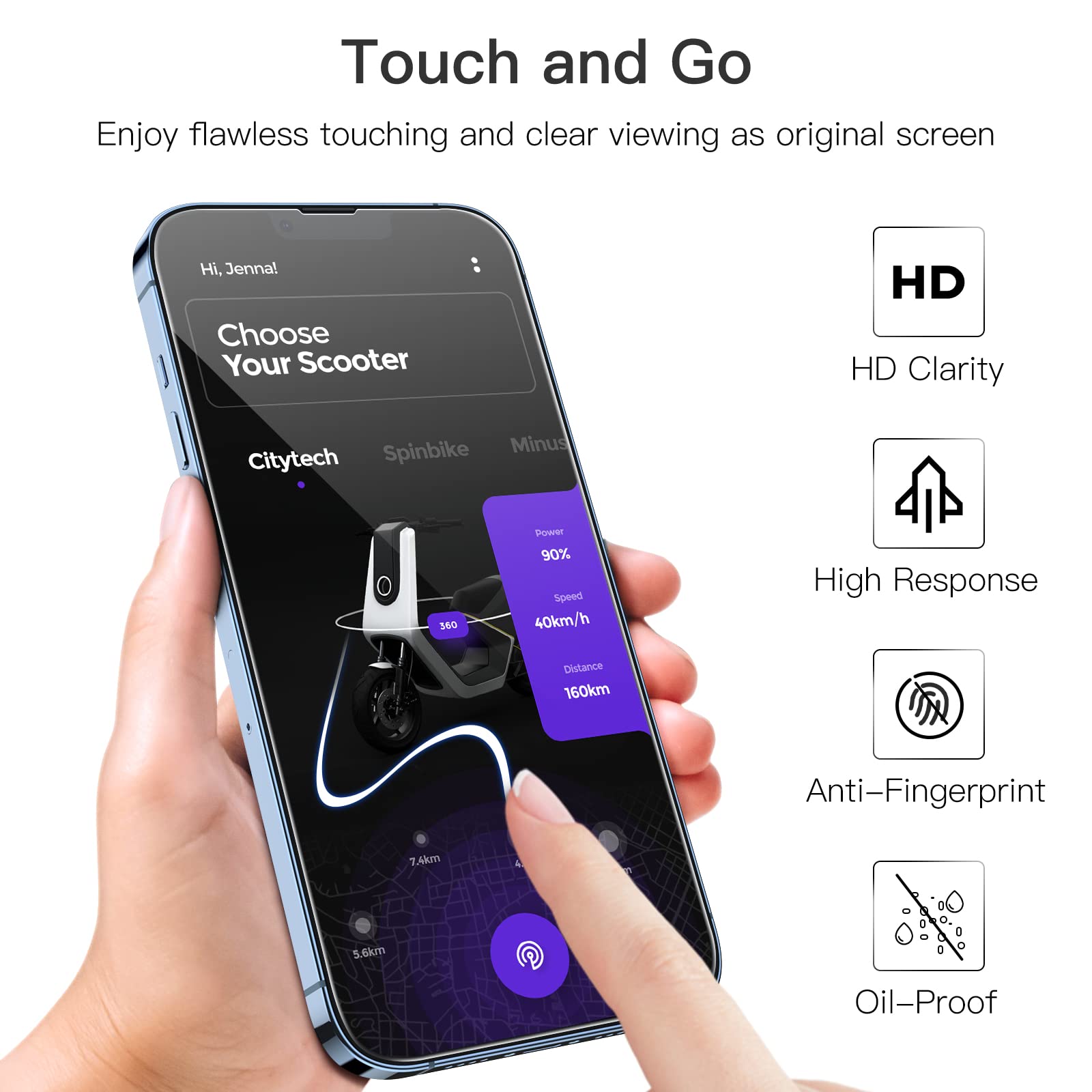 Foto 6 | Protector De Pantalla Jetech De Cobertura Total Para Iphone 13 Pro Max - Venta Internacional.