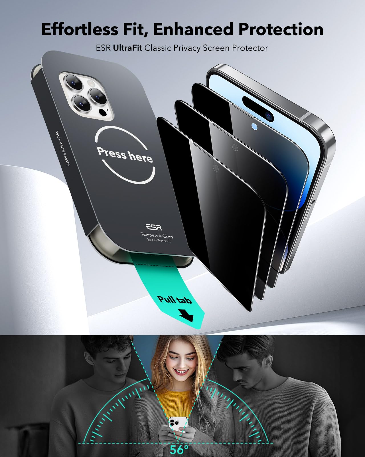 Foto 3 pulgar | Protector De Pantalla Esr Para Iphone 14 Pro Max Privacy 3  Paquete - Venta Internacional.