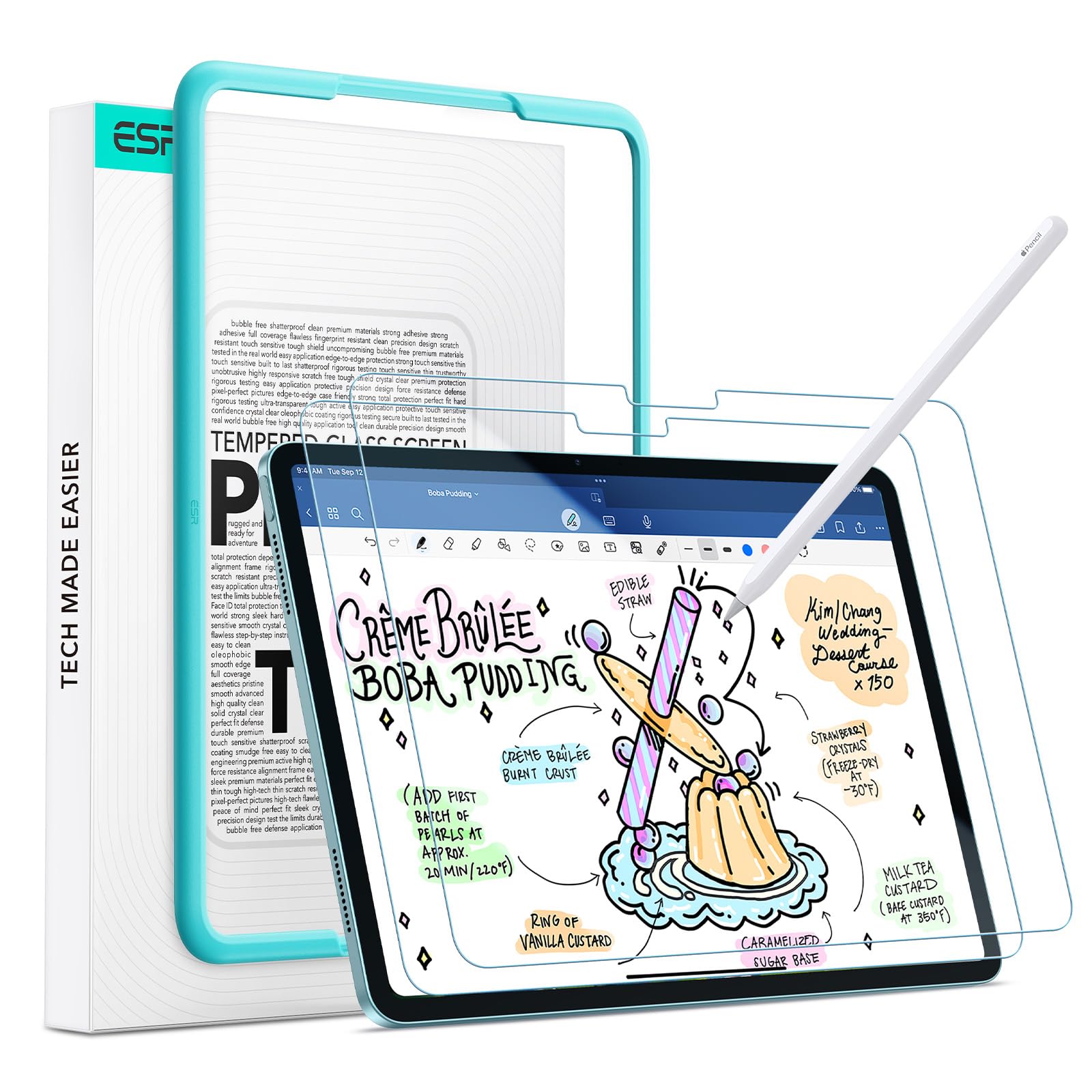 Paquete De 2 Protectores De Pantalla Esr Paper-feel Para Ipad Air 13 M3/m2 - Venta Internacional.