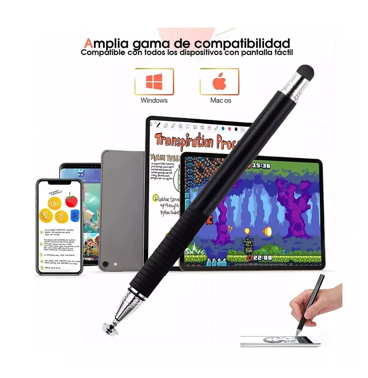 Foto 5 | Lápiz Óptico para Pantallas Táctiles para iPad PC Celular Tableta color Negro