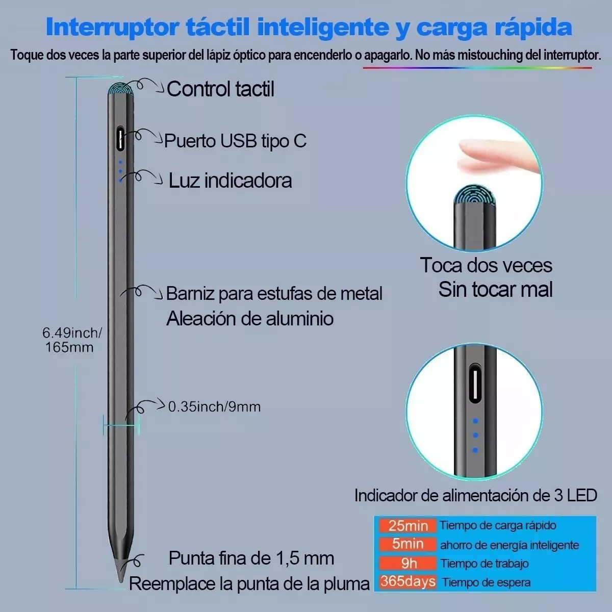 Foto 3 | Lápiz Óptico Stylus Pen Para Ipad Eo Safe Imports Esi-12062 Negro