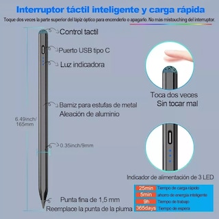 Foto 3 | Lápiz Óptico Stylus Pen Para Ipad Eo Safe Imports Esi-12062 Negro