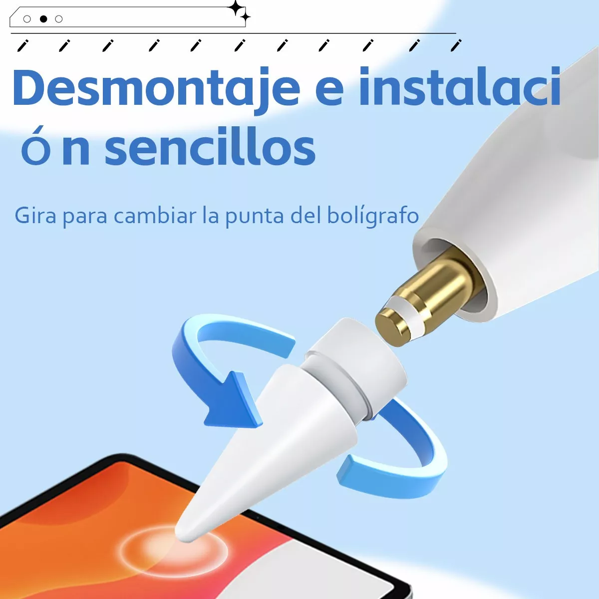 Foto 3 pulgar | Kit 10pcs Puntas De Repuesto Para Apple Pencil 1st 2nd Gen Eo Safe Imports Esi-12061 Blanco