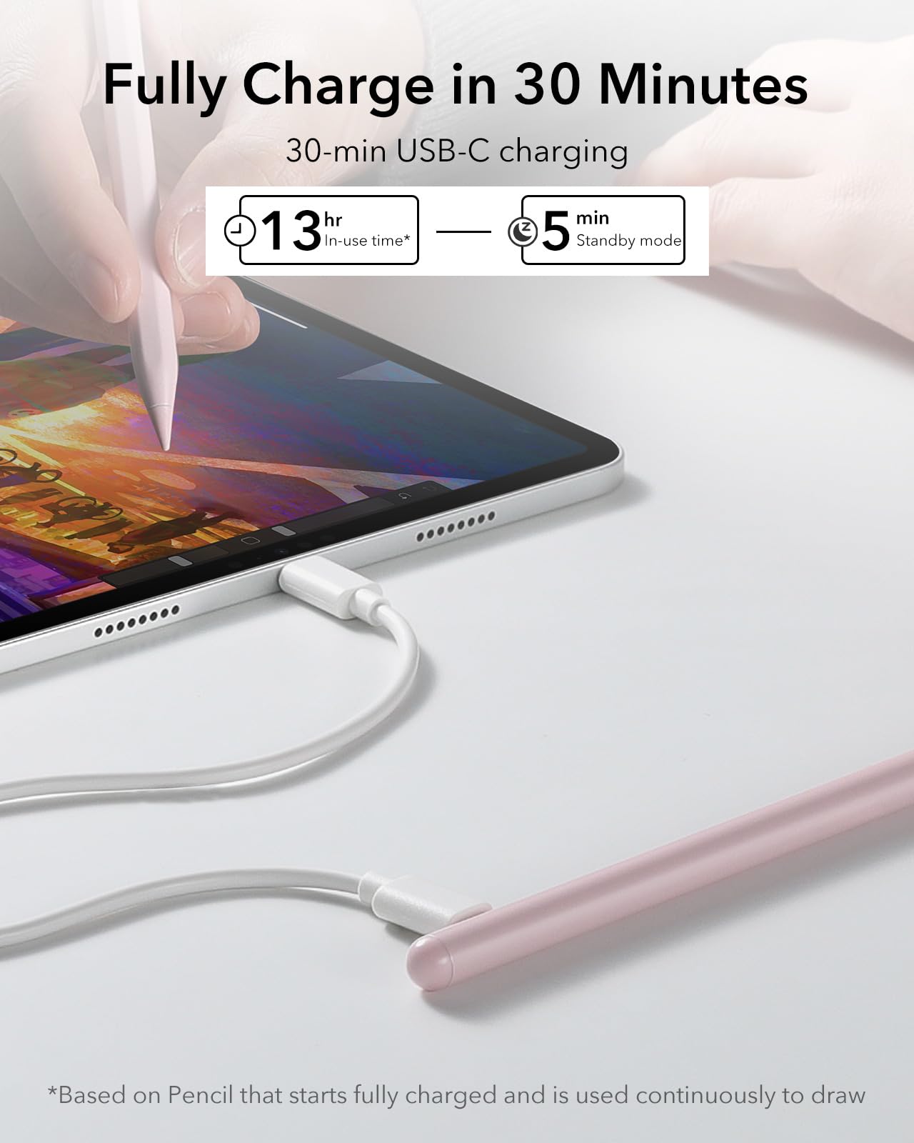 Foto 3 pulgar | Lápiz Capacitivo Esr Para Ipad 2018-2025 Con Sensibilidad A La Inclinación, Color Rosa - Venta Internacional.