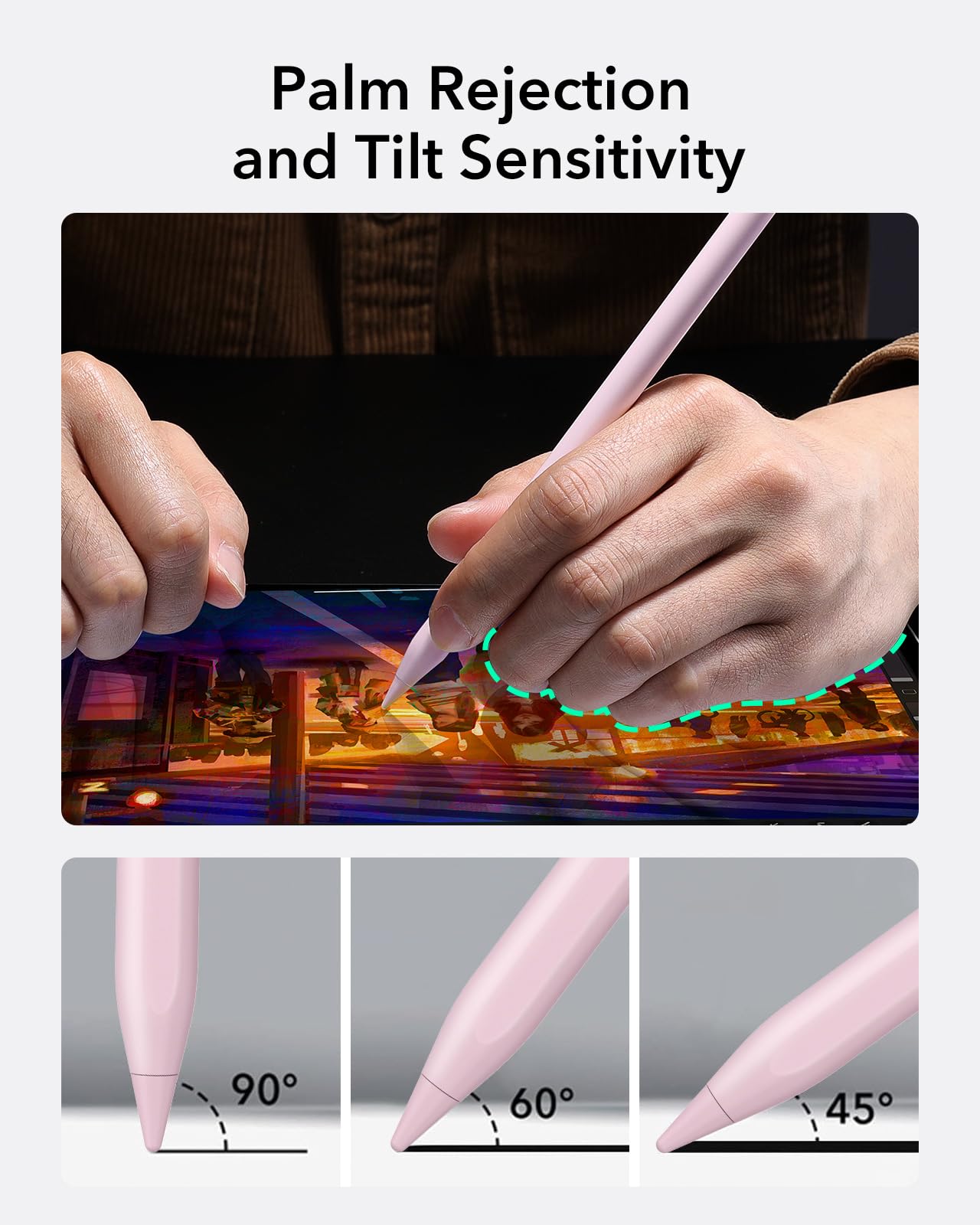 Foto 5 pulgar | Lápiz Capacitivo Esr Para Ipad 2018-2025 Con Sensibilidad A La Inclinación, Color Rosa - Venta Internacional.