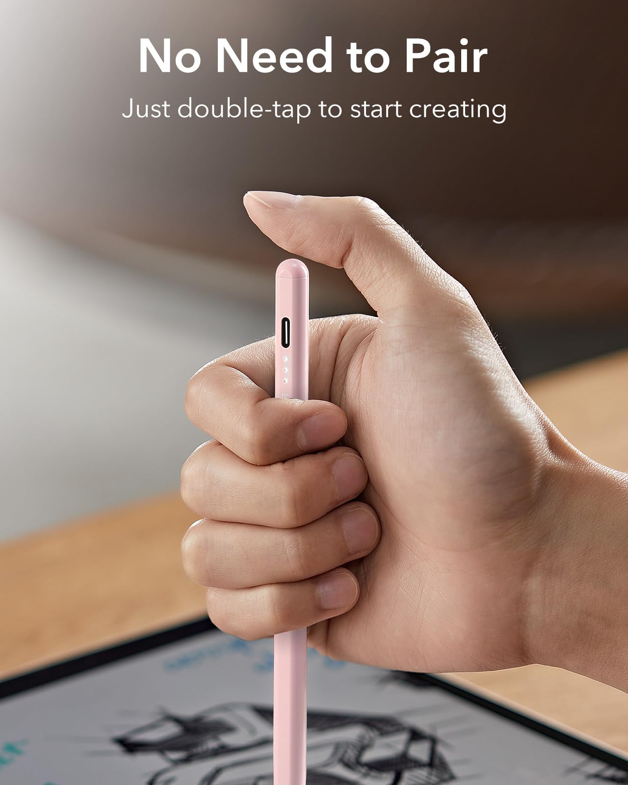 Foto 7 pulgar | Lápiz Capacitivo Esr Para Ipad 2018-2025 Con Sensibilidad A La Inclinación, Color Rosa - Venta Internacional.