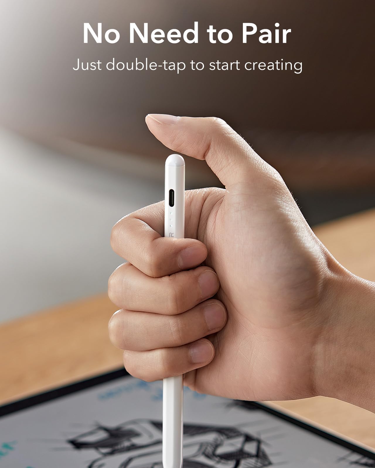 Foto 6 | Lápiz Stylus Pen Esr De Primera Generación Para Ipad 2018-2025, Color Blanco - Venta Internacional.