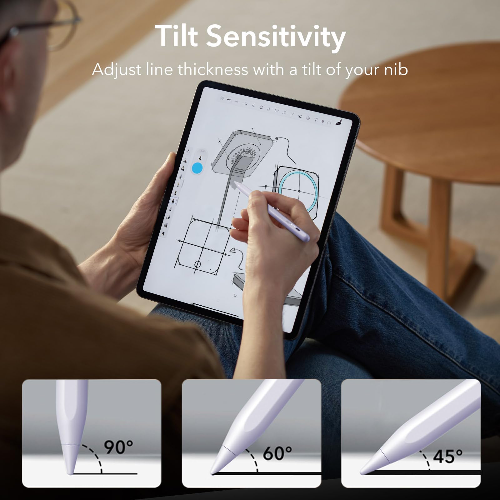 Foto 7 pulgar | Lápiz Capacitivo Esr Para Ipad 2018-2025 Con Sensibilidad A La Inclinación, Color Morado - Venta Internacional.