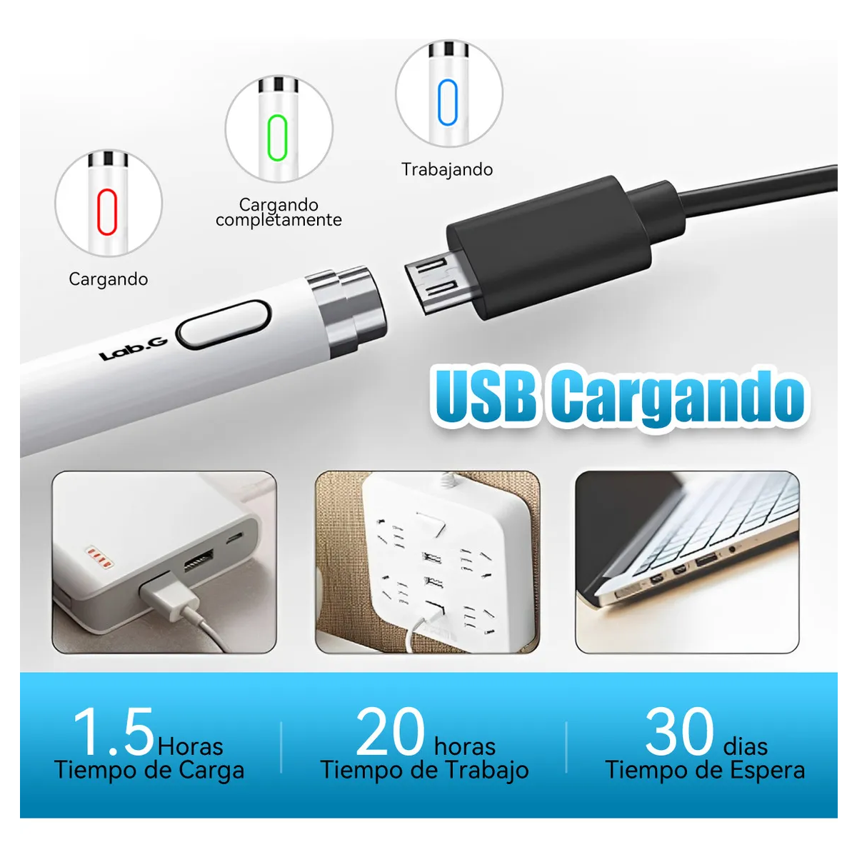 Foto 5 pulgar | Lápiz Optico Capacitivo Para Ipad Tablet Android Ios Lab.g Blanco