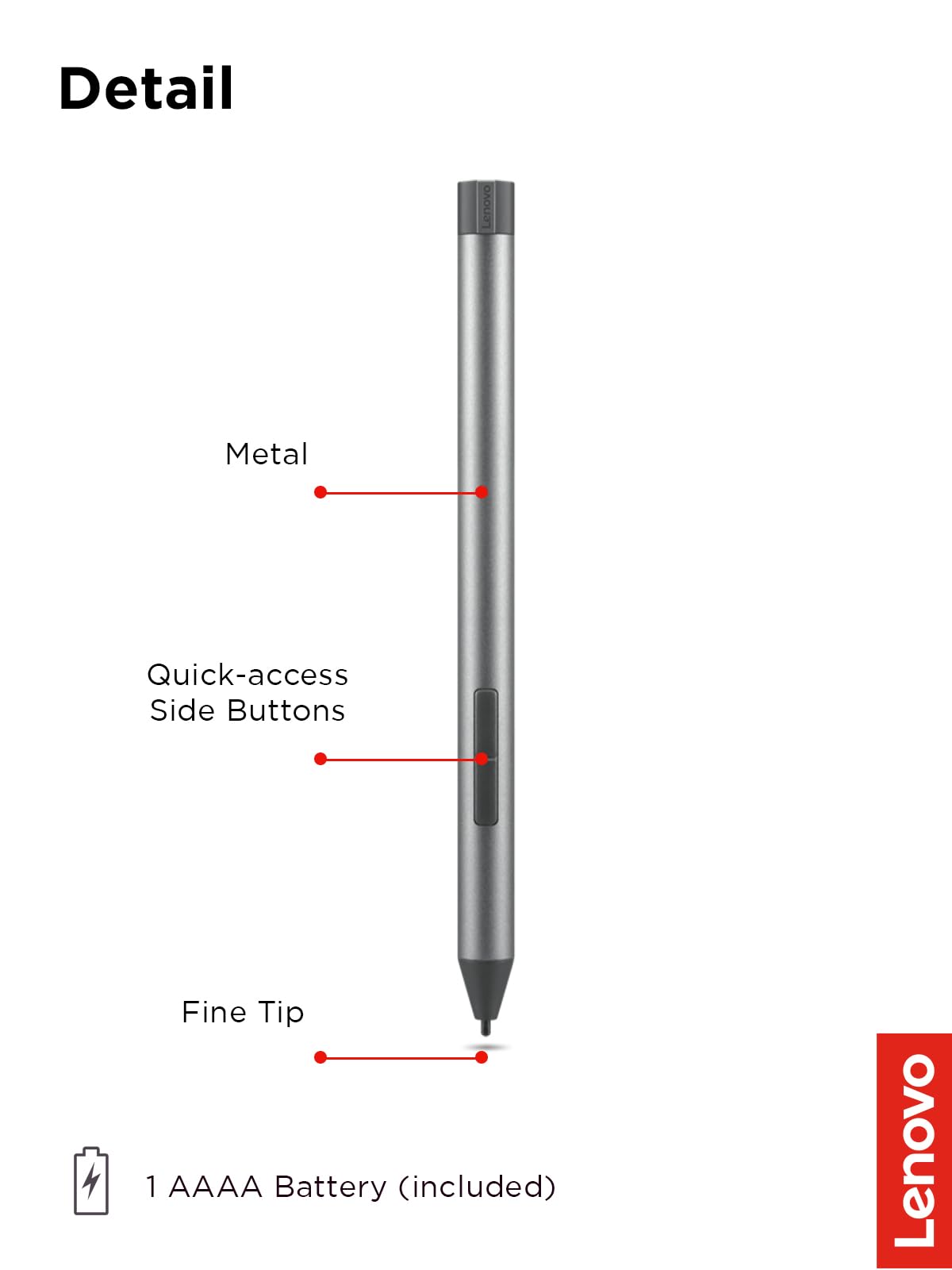Foto 6 | Lápiz Digital Lenovo Digital Pen 2 Ultratáctiles De 4.096 Niveles - Venta Internacional.
