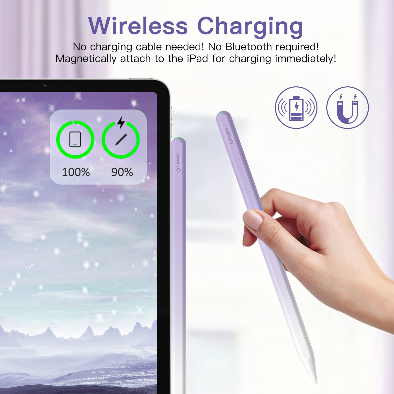 Foto 4 | Lápiz Capacitivo Goojodoq Gd13 Para Ipad Pencil De Segunda Generación, Color Morado - Venta Internacional.