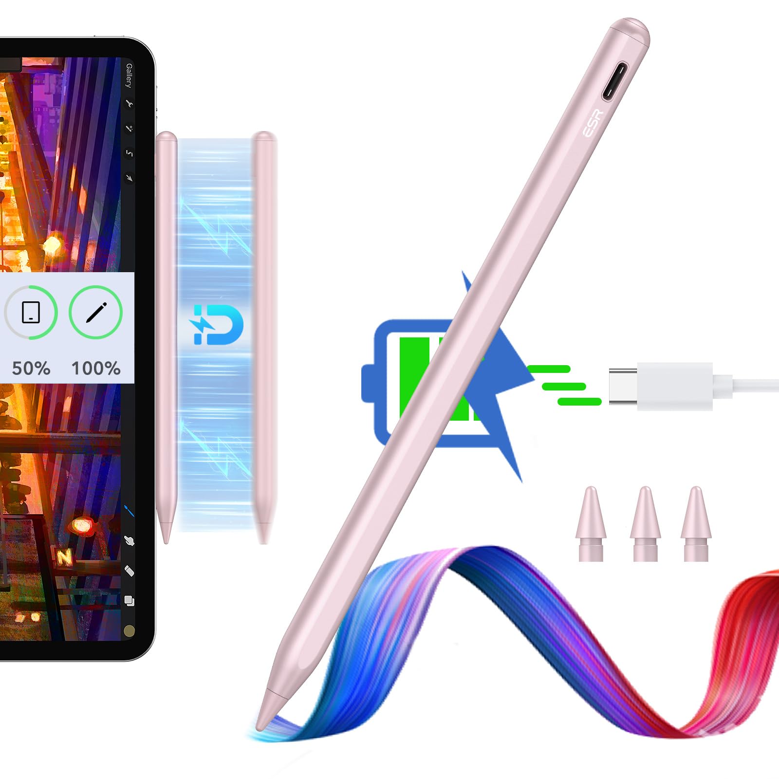 Foto 1 | Stylus Pen Esr Con Carga Magnética Inalámbrica Para Ipad, Color Rosa - Venta Internacional.
