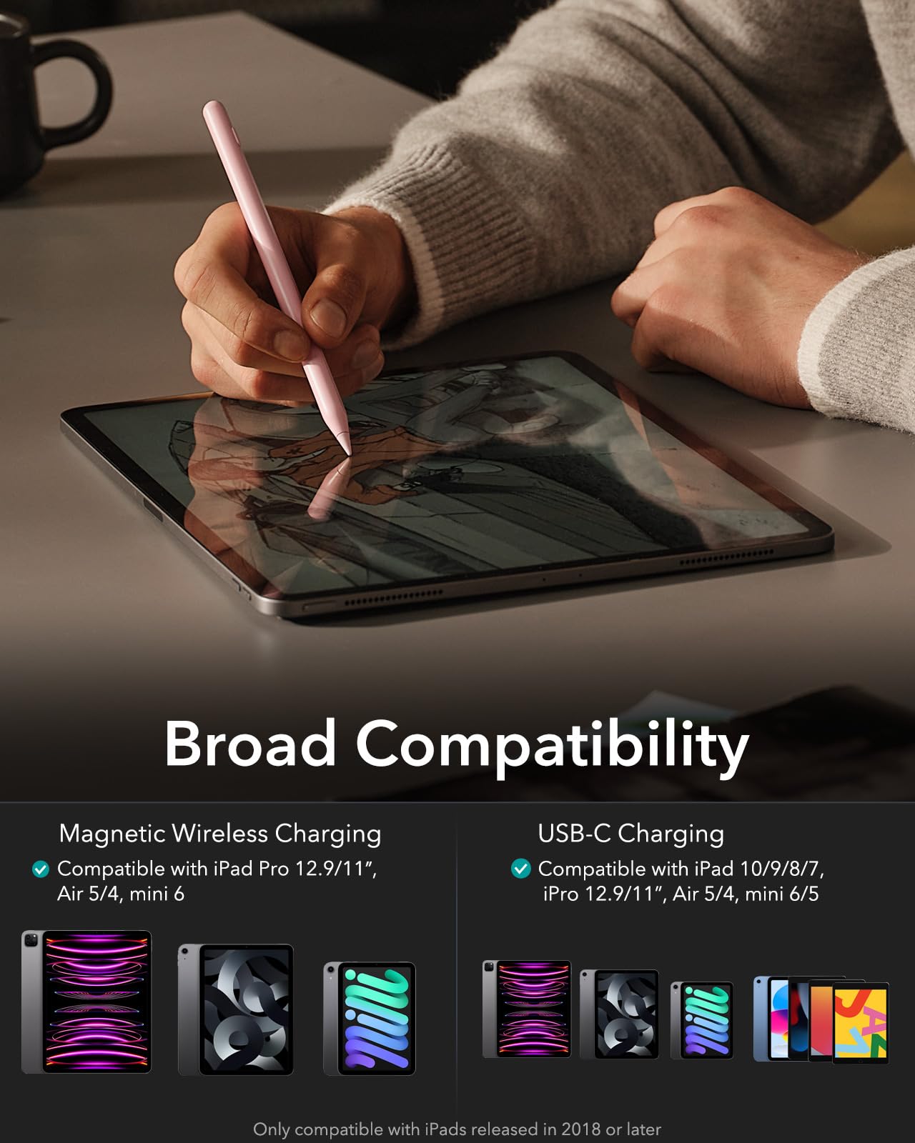 Foto 7 pulgar | Stylus Pen Esr Con Carga Magnética Inalámbrica Para Ipad, Color Rosa - Venta Internacional.
