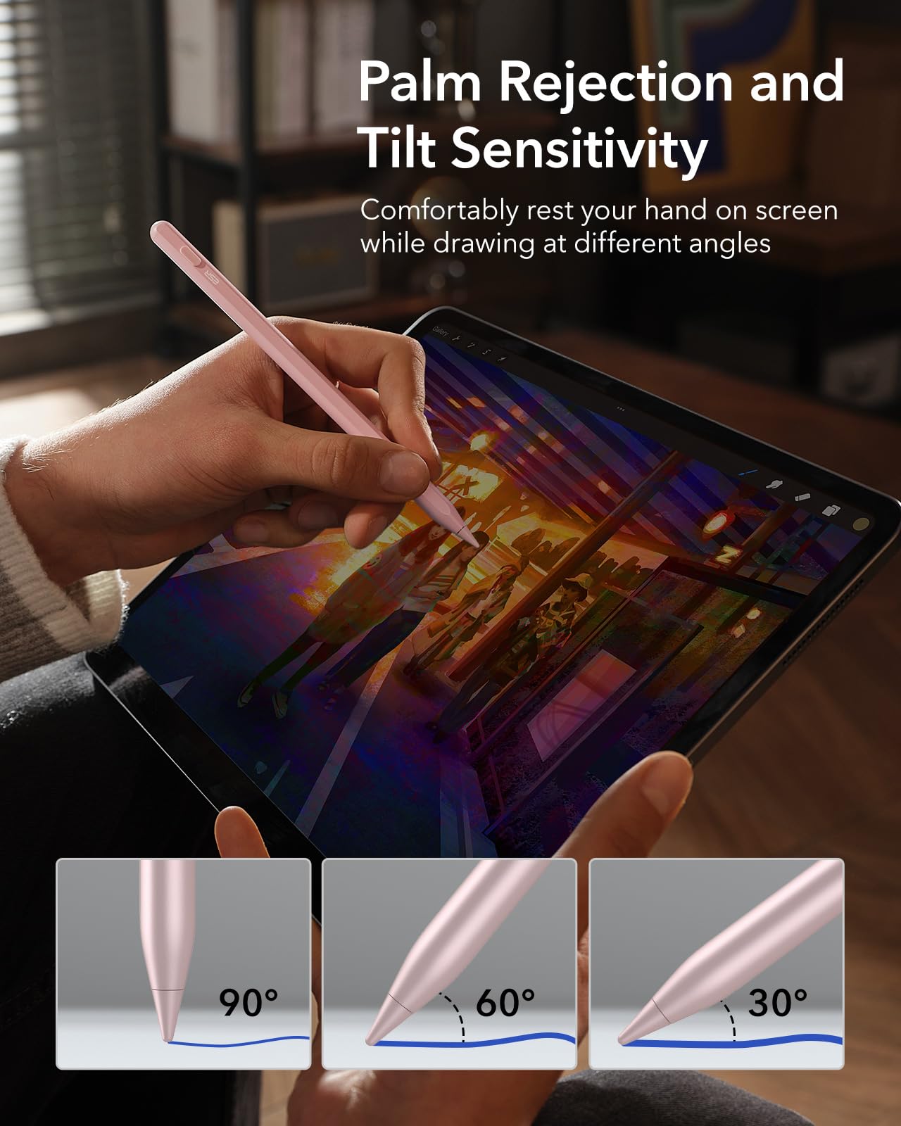 Foto 8 pulgar | Stylus Pen Esr Con Carga Magnética Inalámbrica Para Ipad, Color Rosa - Venta Internacional.