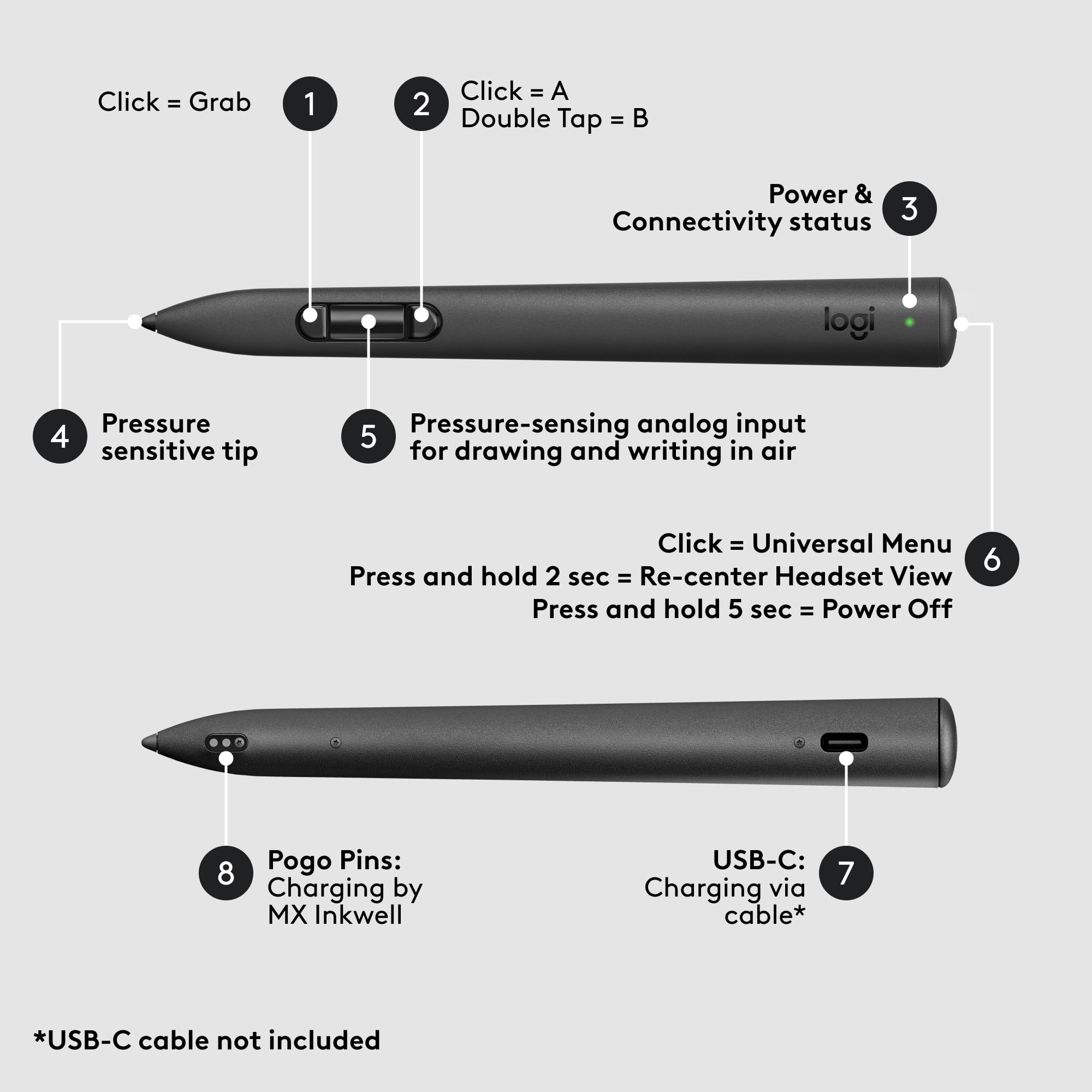 Foto 5 | Stylus Logitech Mx Ink Mixed-reality (mr) Con Base De Carga - Venta Internacional.