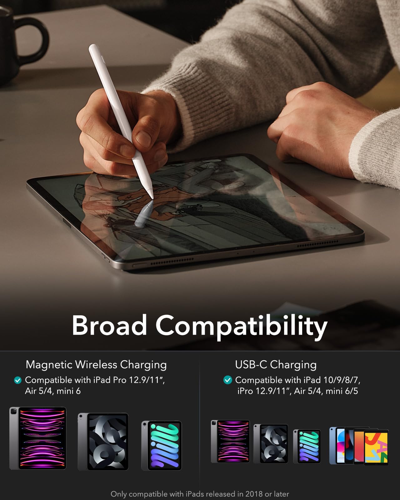 Foto 3 | Stylus Pen Esr Con Carga Magnética Inalámbrica Para Ipad, Color Blanco - Venta Internacional.