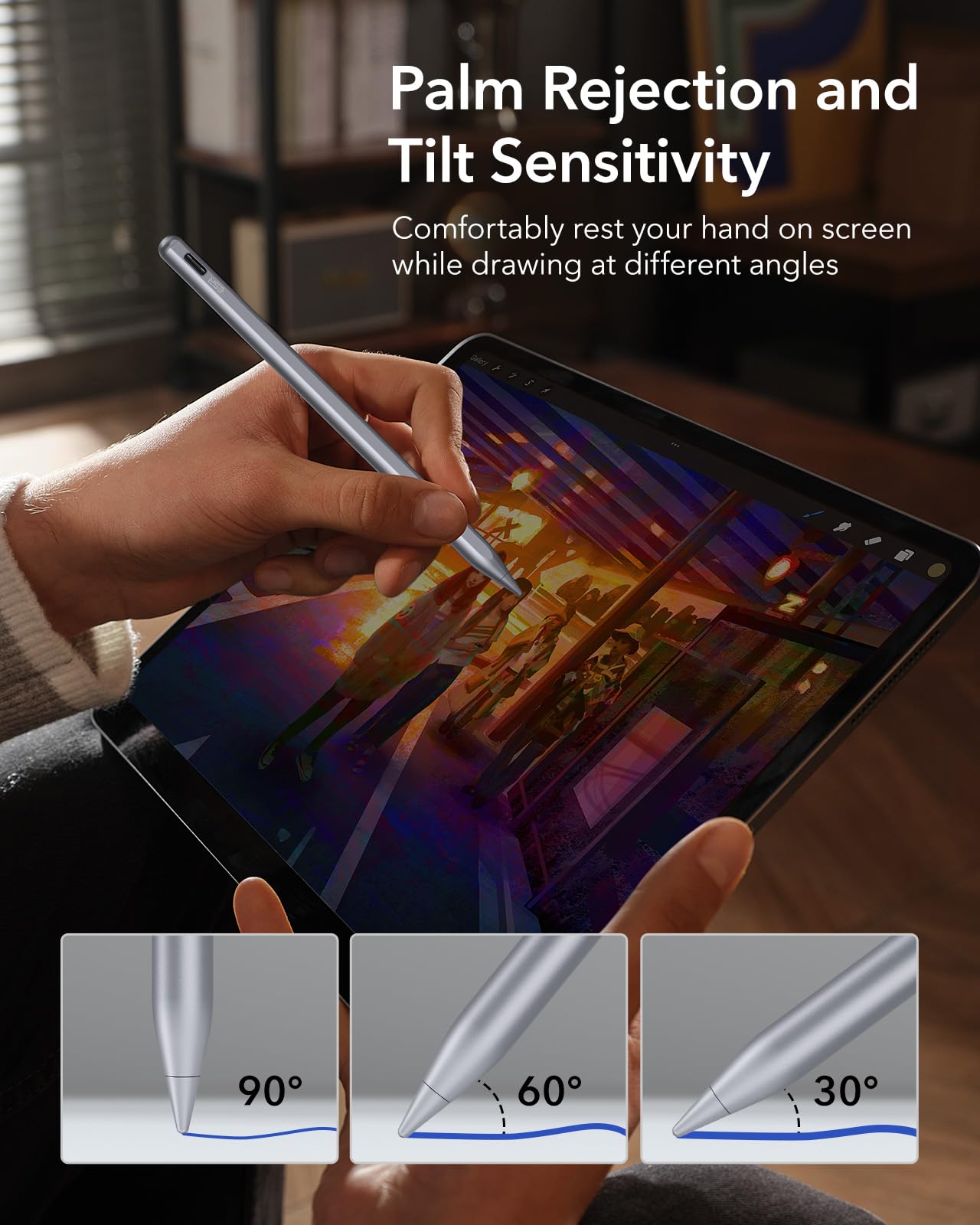 Foto 7 pulgar | Stylus Pen Esr Con Carga Magnética Inalámbrica Para Ipad, Color Plateado - Venta Internacional.