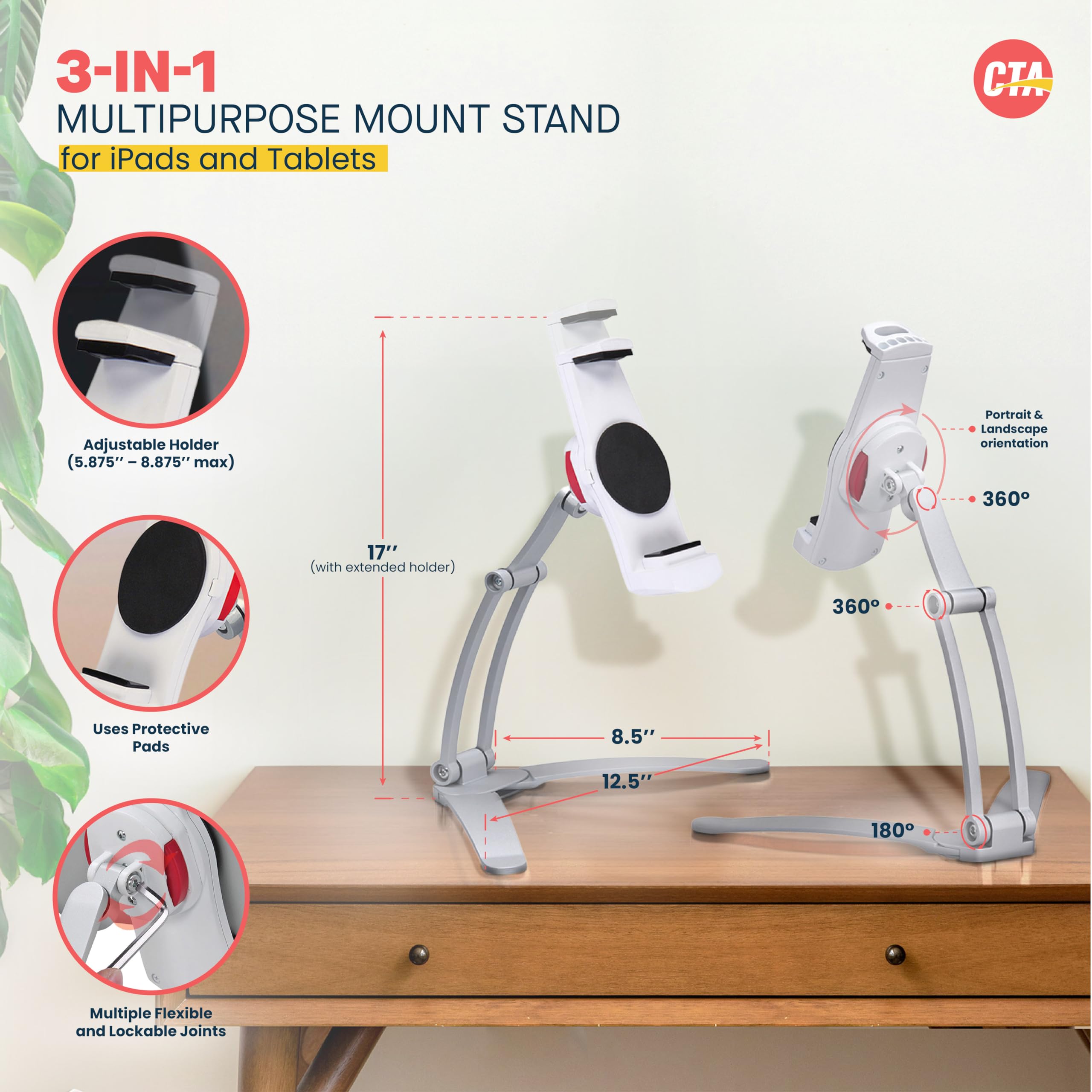 Foto 4 pulgar | Soporte De Tableta Cta Multiusos Universal Para Ipad - Venta Internacional.