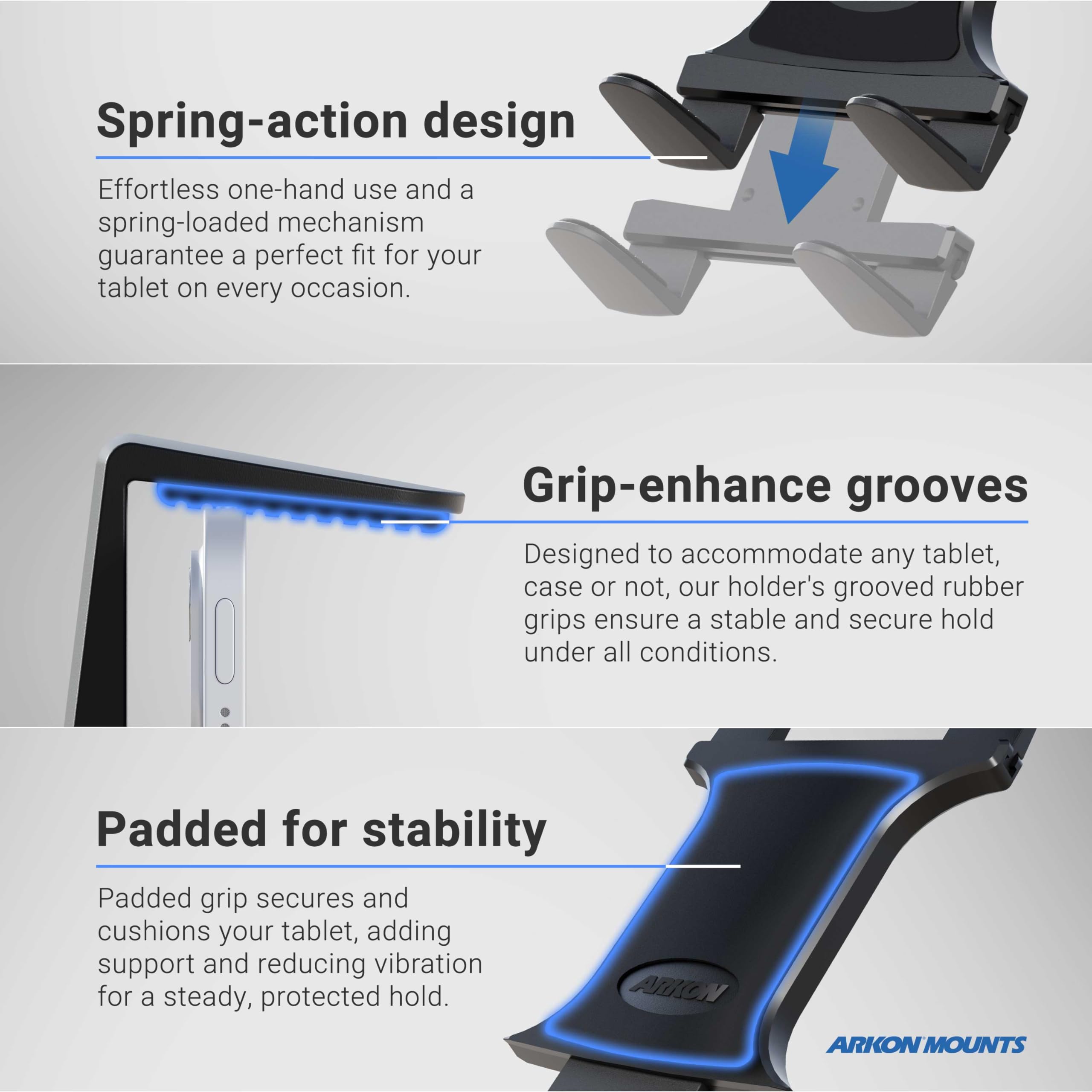 Foto 5 | Soporte Para Tabletas Arkon Con Soporte De Pinza Para Ipad Y Samsung - Venta Internacional.