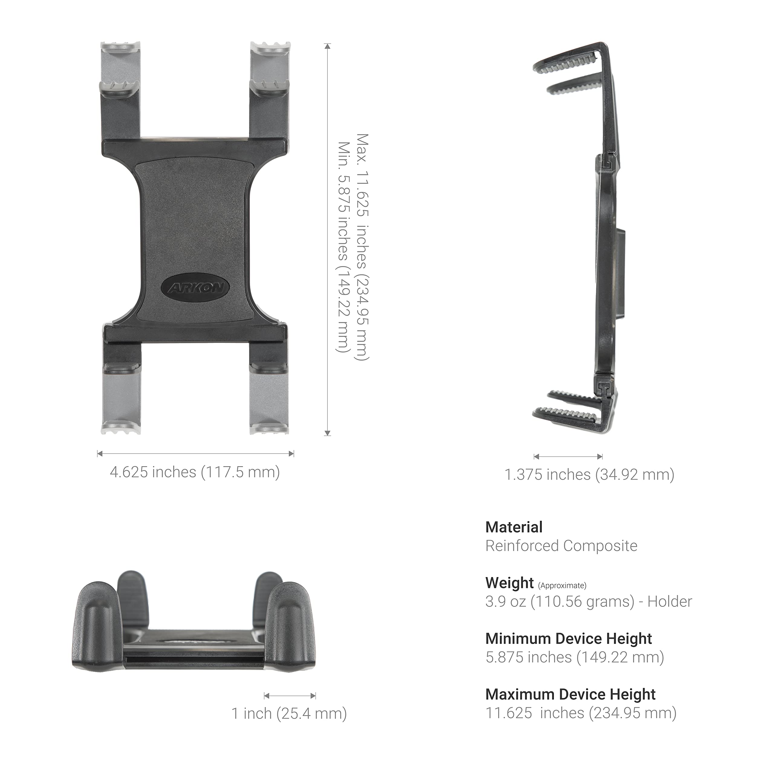 Foto 8 pulgar | Soporte Para Tableta Arkon Heavy-duty Con Base De Taladro Para Coche Y Pared - Venta Internacional.