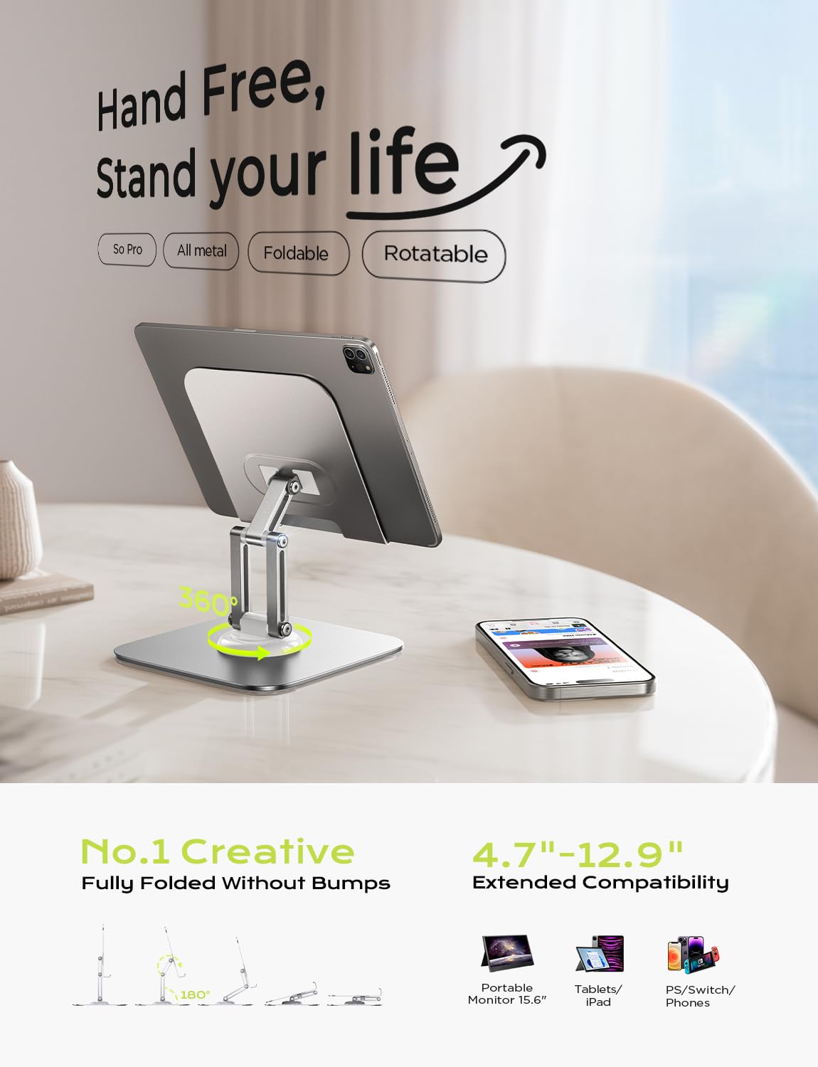 Foto 3 pulgar | Soporte Para Tableta Lisen 2025 Ajustable Para Ipad De 12,9 A 4,7 Pulgadas - Venta Internacional.
