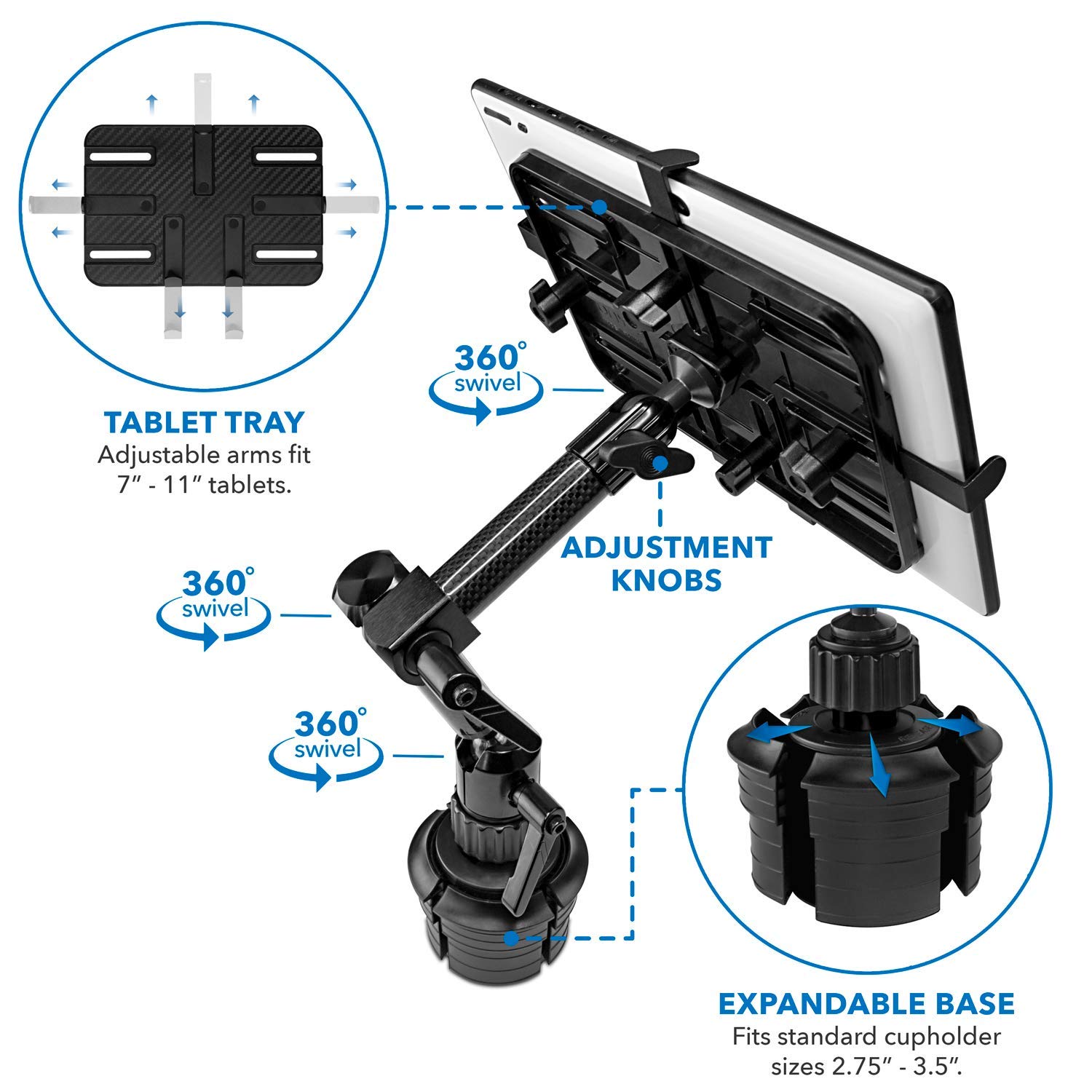 Foto 4 | Soporte Portavasos Para Tableta Mount-it! Premium Para Coches Mi-7321 - Venta Internacional.