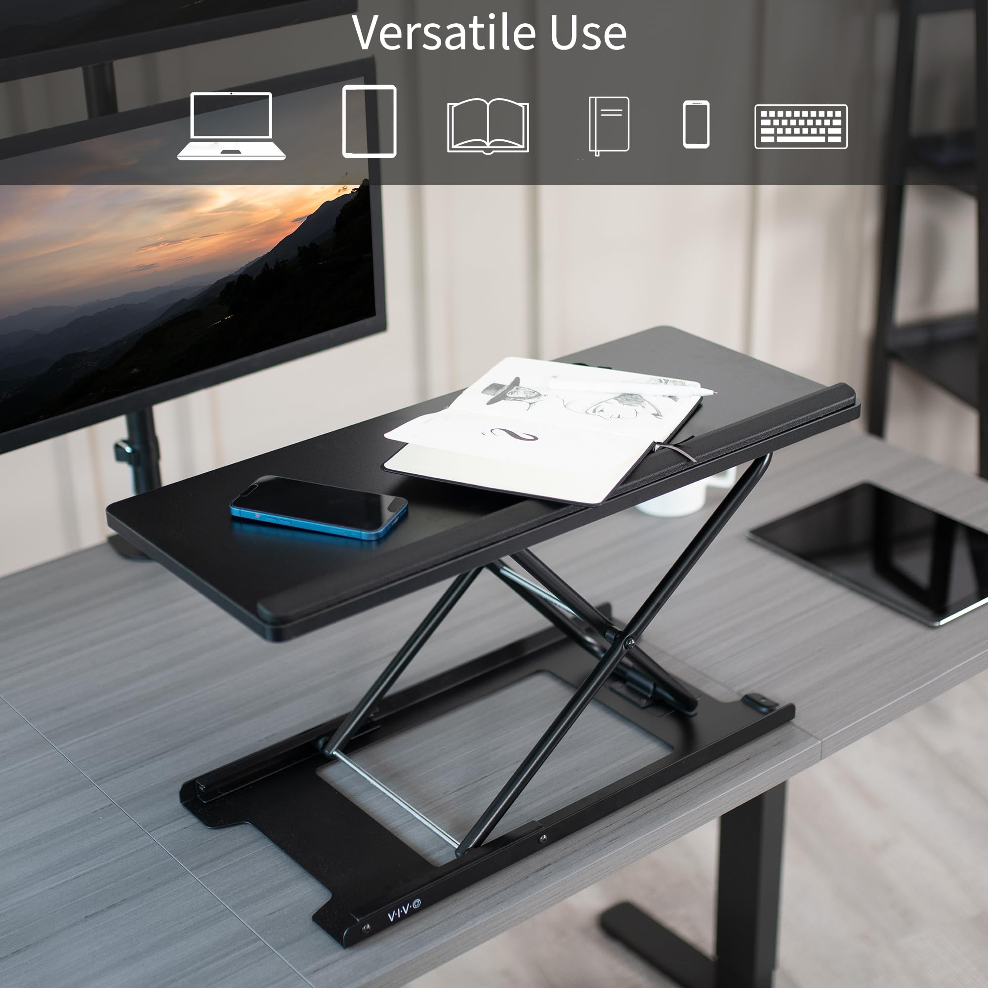 Foto 5 | Elevador De Teclado Vivo Desk-v000p Con Forma De Tijera, 27 Pulgadas, Color Negro - Venta Internacional.