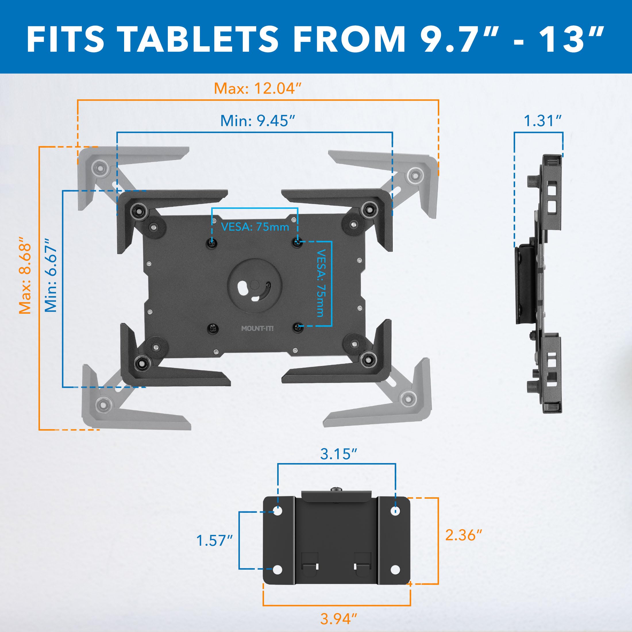 Foto 6 pulgar | Soporte De Pared Para Tableta Mount-it! Antirrobo Universal 9.7-13 - Venta Internacional.