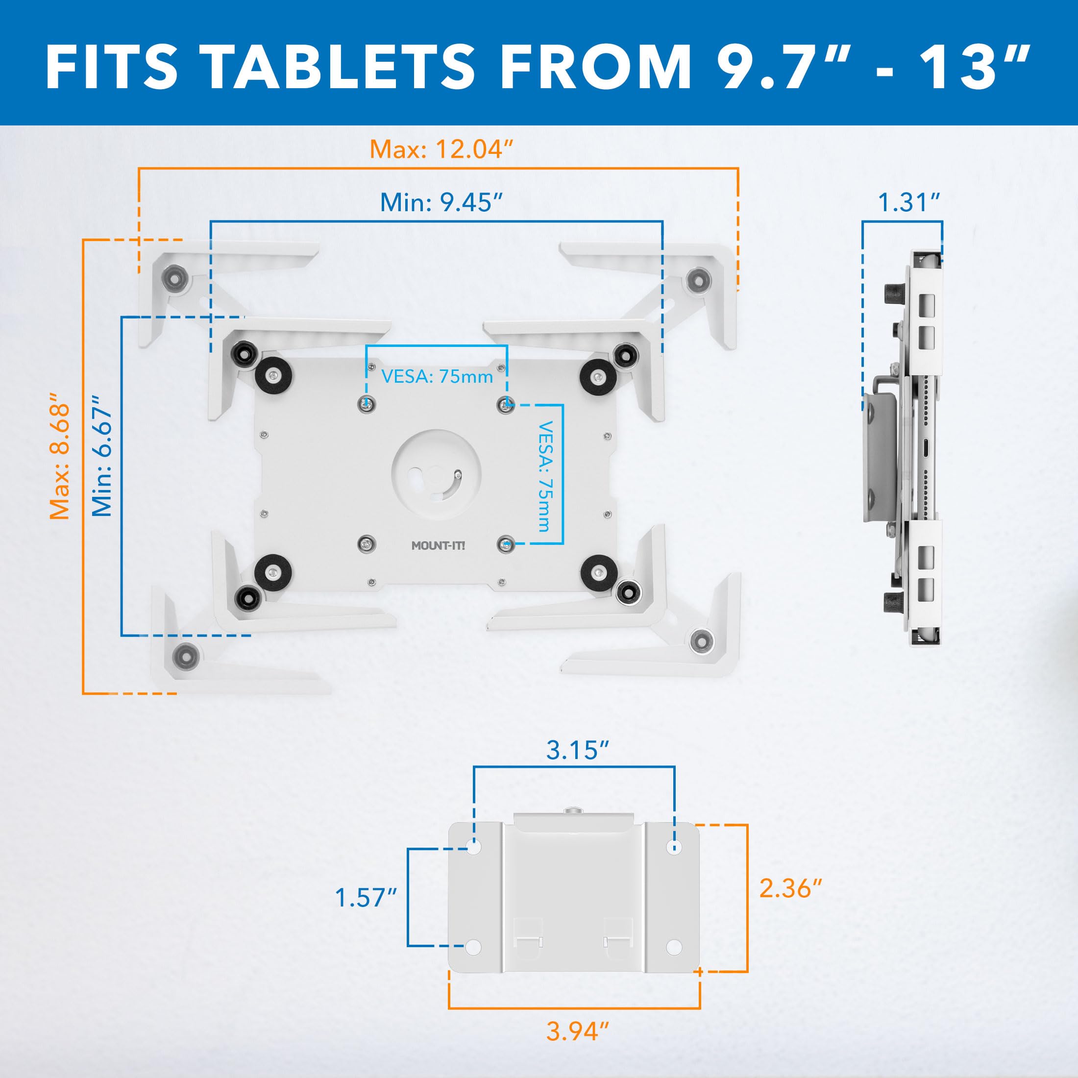 Foto 6 pulgar | Soporte De Pared Para Tableta Mount-it! Antirrobo Universal 9.7-13 - Venta Internacional.