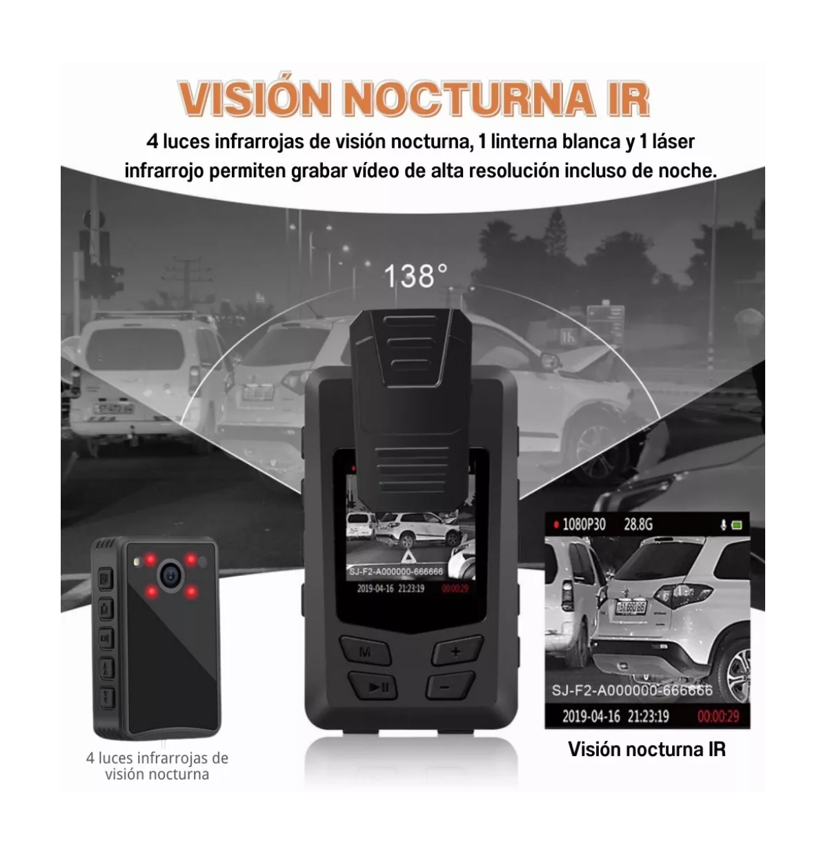 Foto 5 pulgar | Cámara Negra para Auto Lab.G 64GB con Visión Nocturna