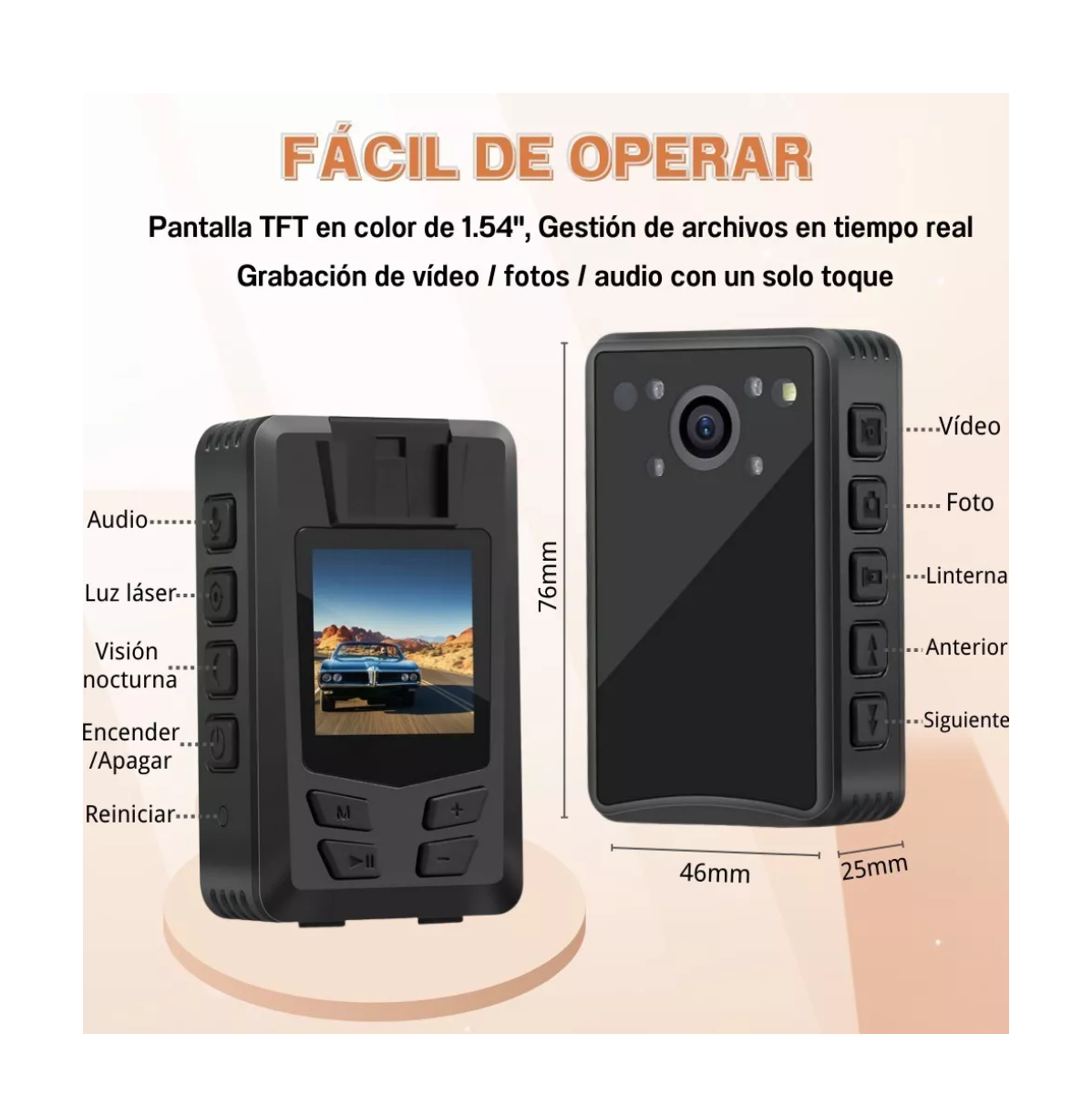 Foto 4 pulgar | Cámara Negra para Auto Belug 64GB con Visión Nocturna